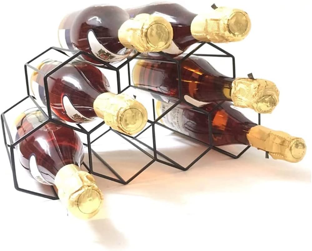 YRHH Geometric Brushed Metal Wine Rack