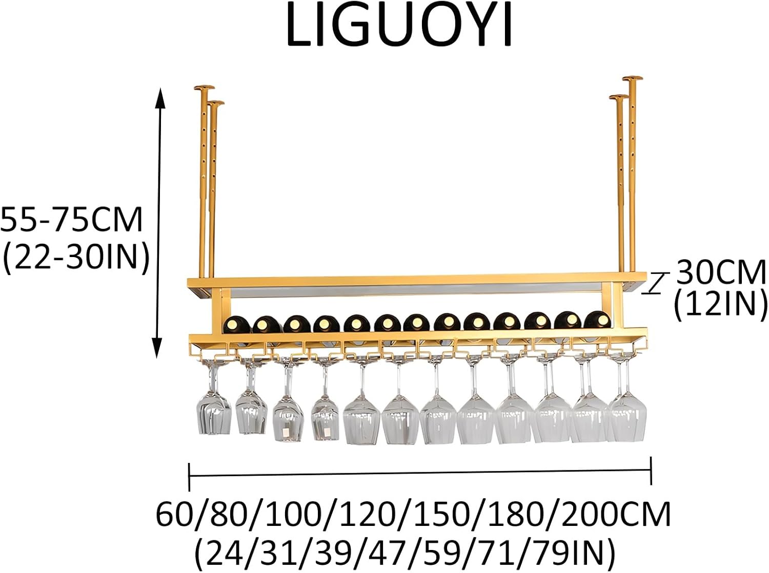 LIGUOYI Adjustable Ceiling Wine Glass Rack