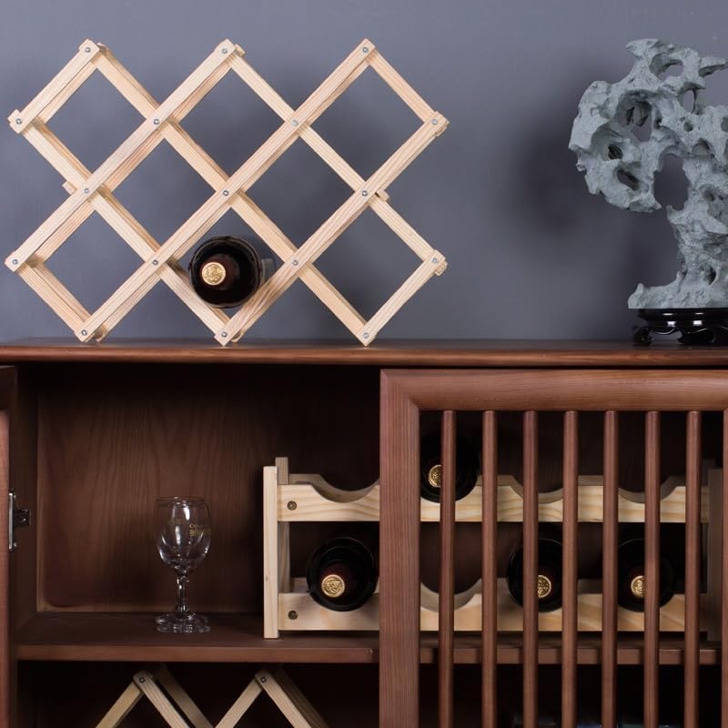 NALoRa Foldable Wood Wine Rack with 10 Bottle Capacity
