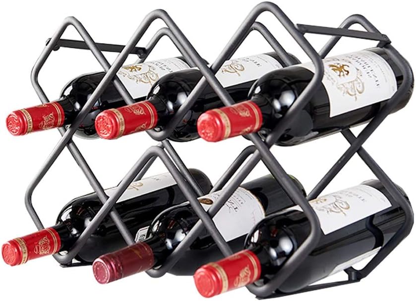 DYPA-AF12 8-Bottle Metal Wine Rack Free Standing Black