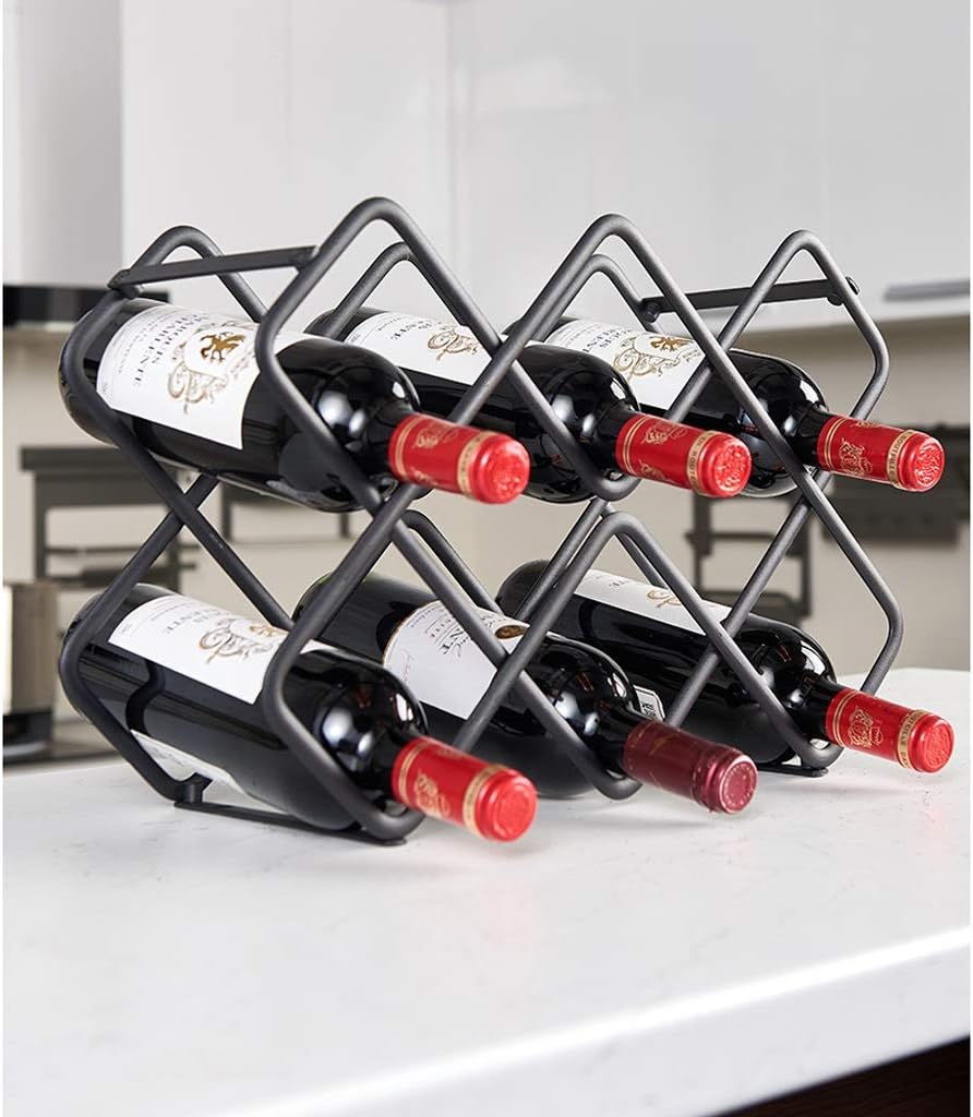 DYPA-AF12 8-Bottle Metal Wine Rack Free Standing Black