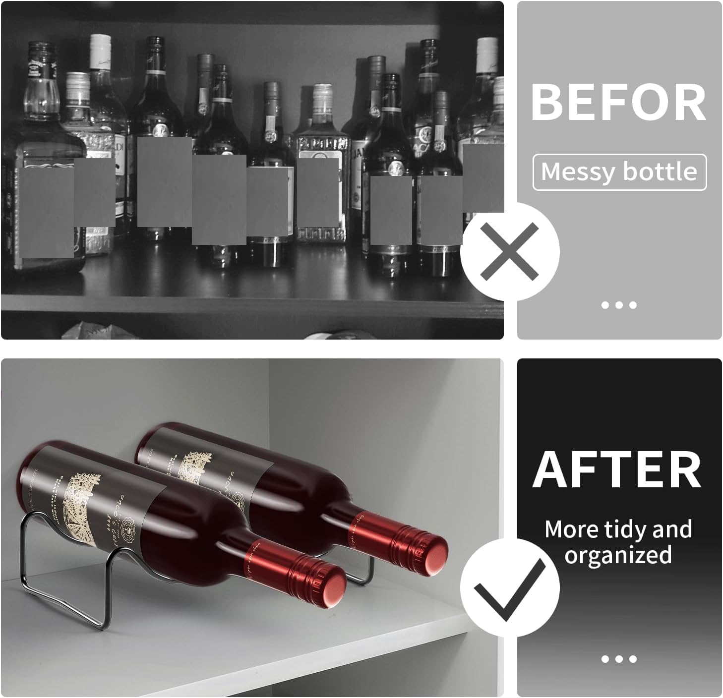 TONLEA 2-Bottle Wine Rack Metal Holder Black