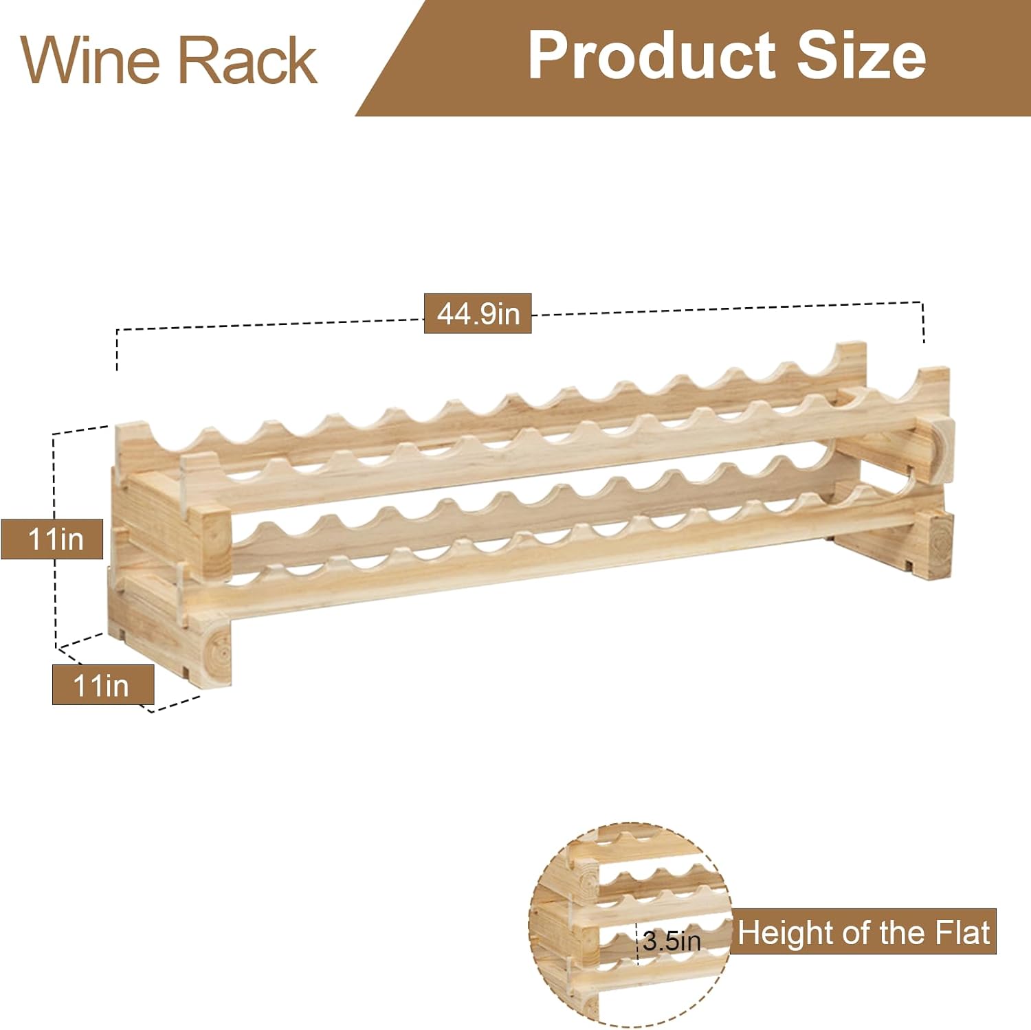 MJiot 24-Bottle Modular Bamboo Wine Rack