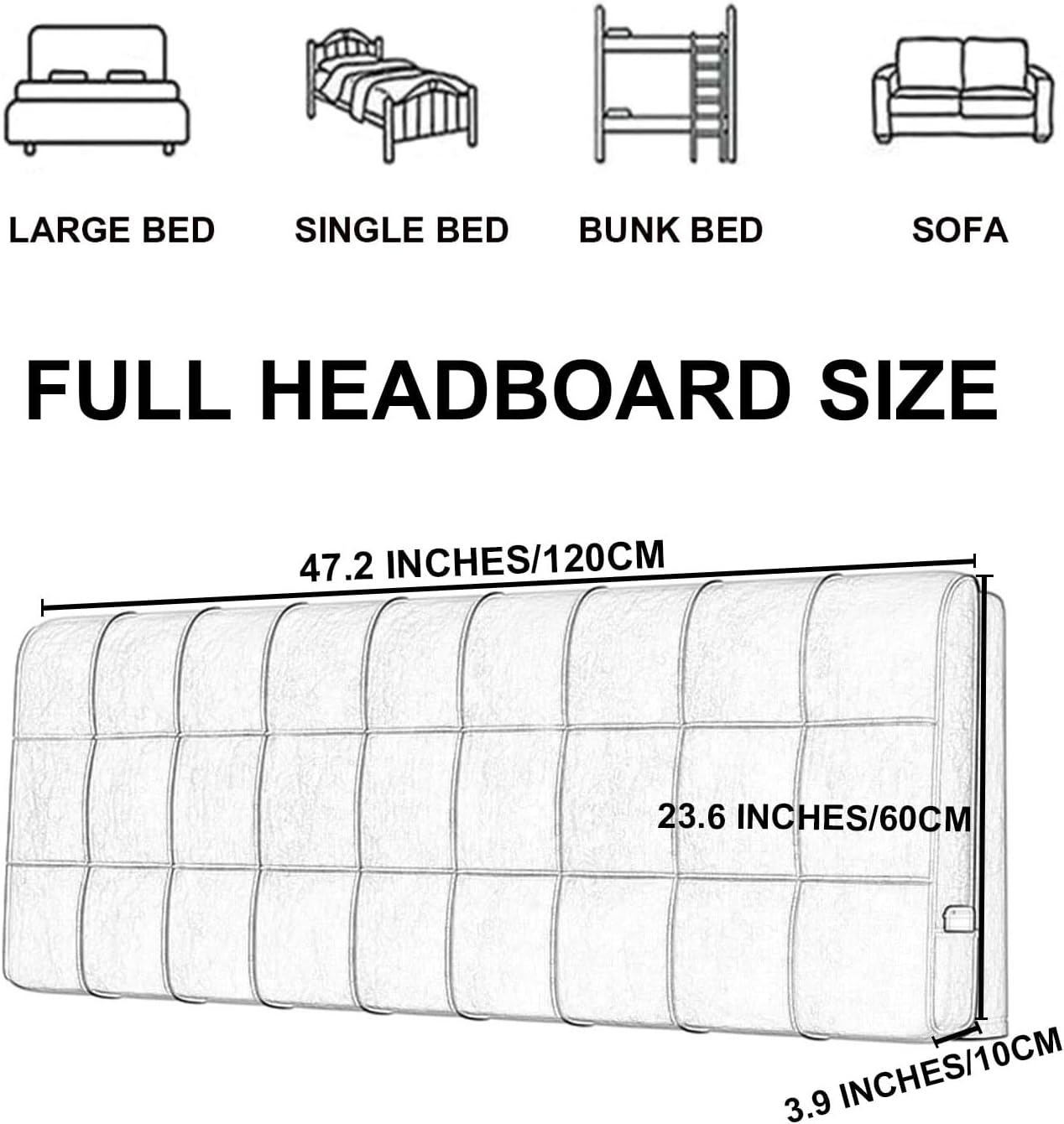 ZZYK Tufted Button Headboard Large Bolster Cushion for Pregnancy