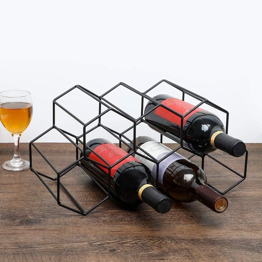 YRHH Geometric Brushed Metal Wine Rack
