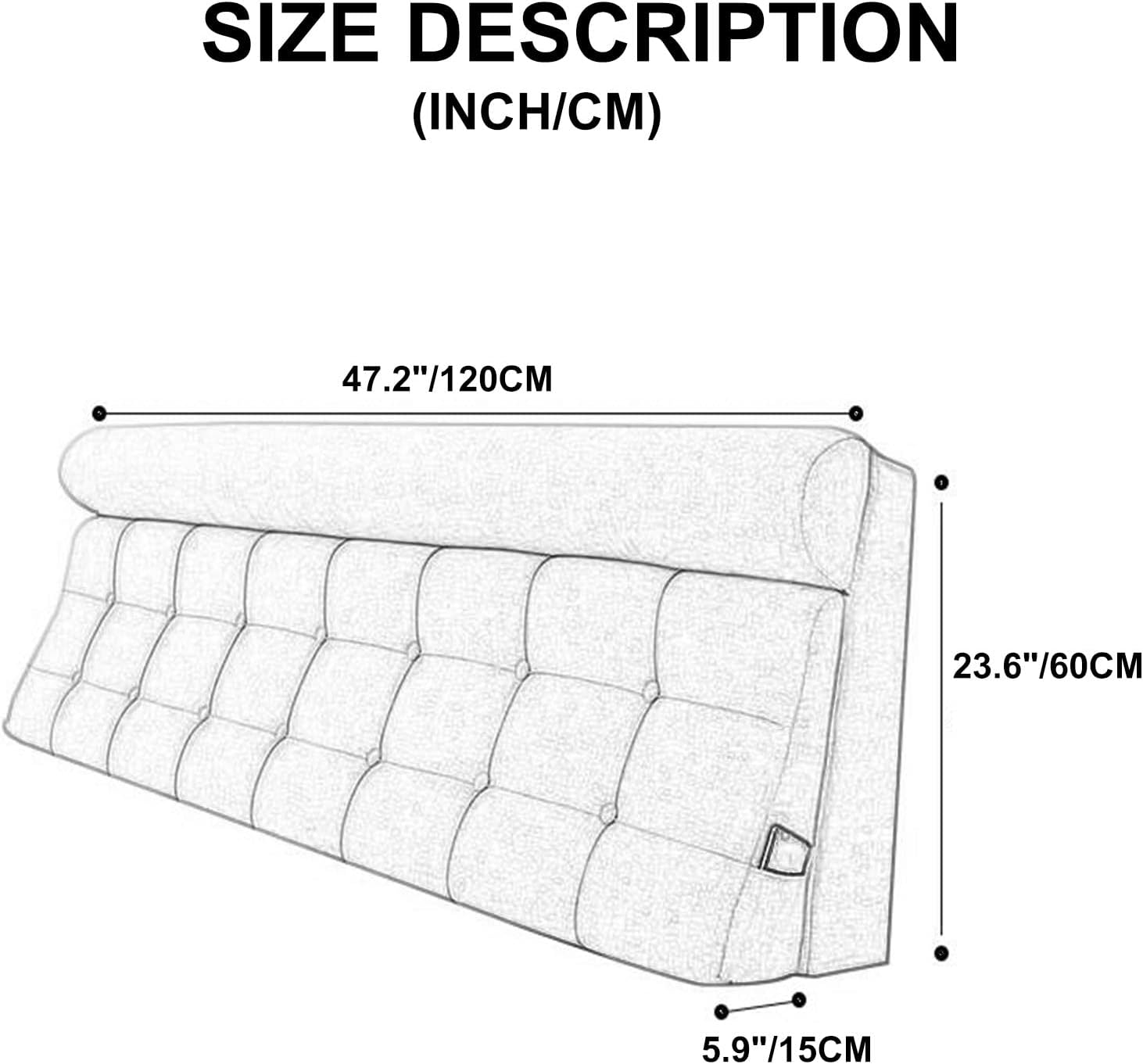 ZZYK Upholstered Headboard Cushion Washable Linen Bed Backrest