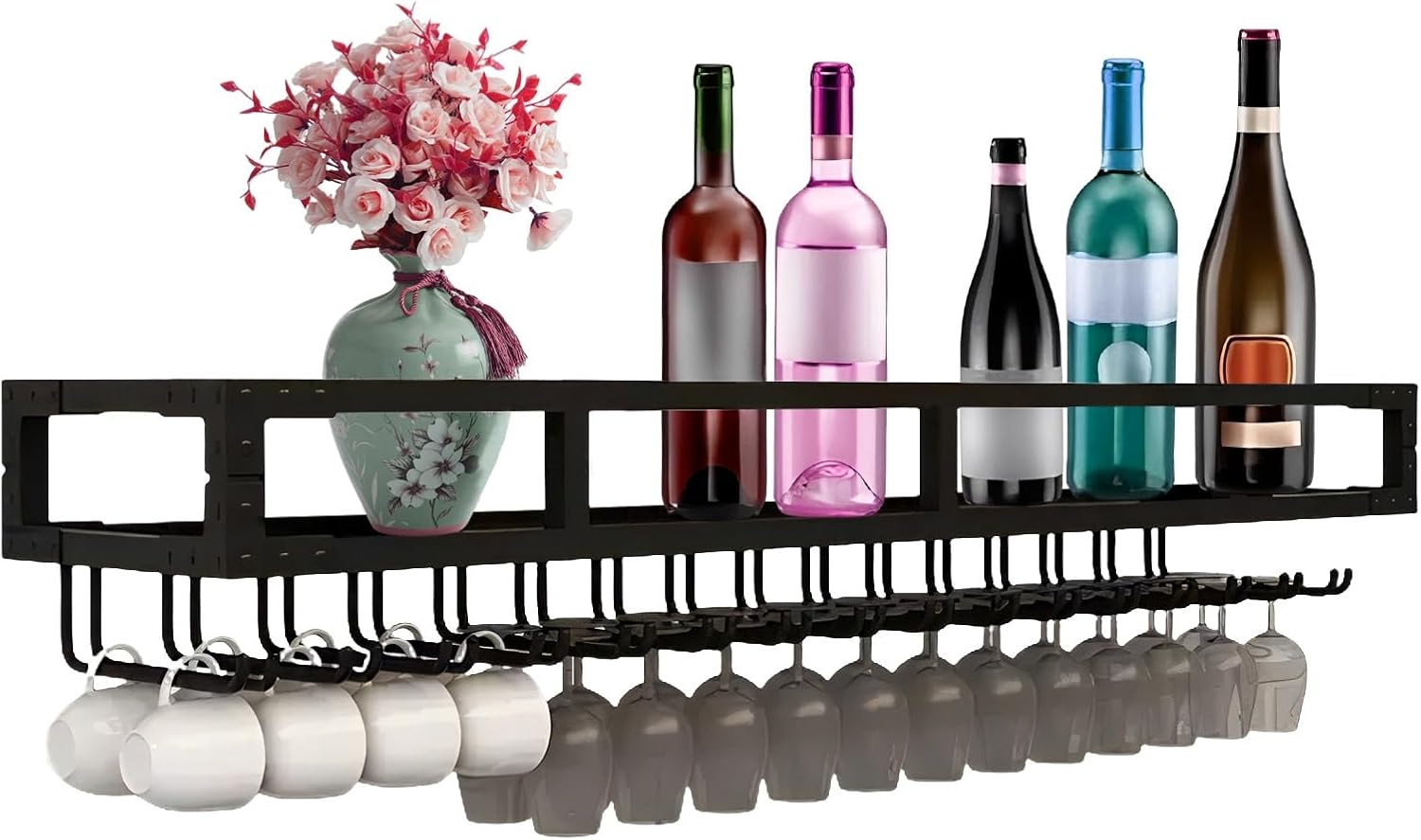 LIGUOYI Wall Mounted Wine Glass Rack with Hanger