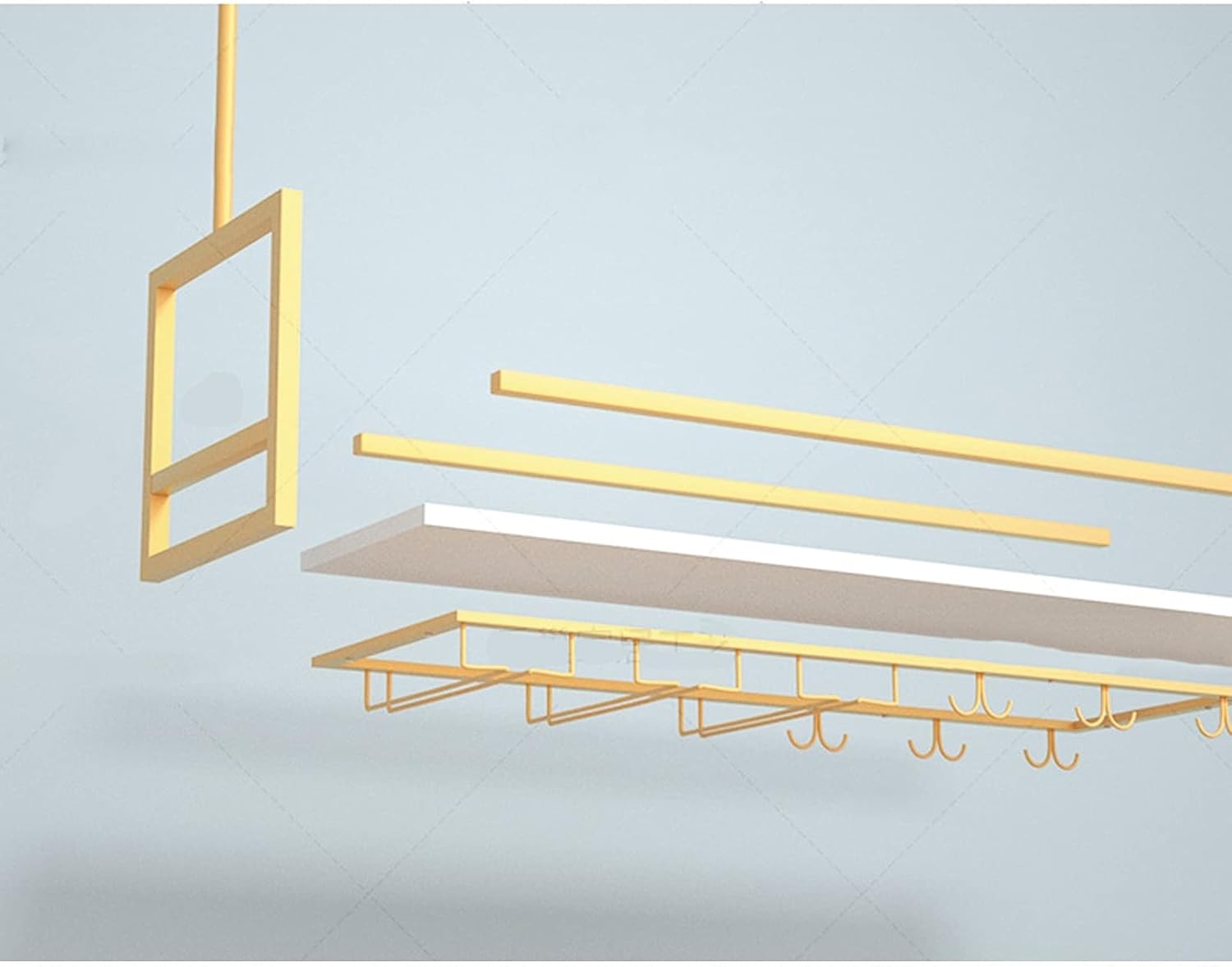 SENNIAN Wall-Mounted Wine Rack with Trough and Hooks