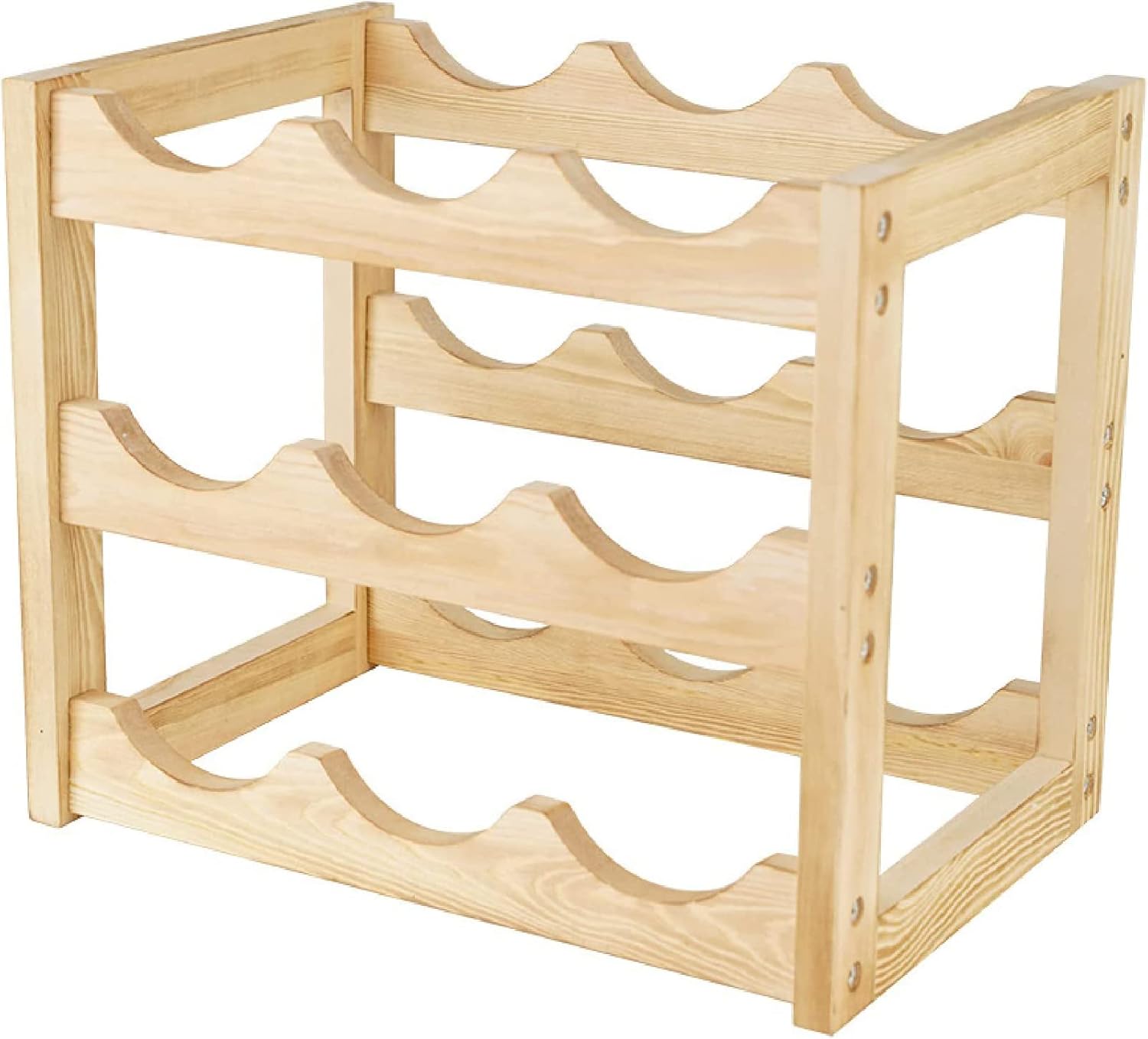 ZDJSW Solid Wood 3-Tier Wine Rack for Kitchen and Bar