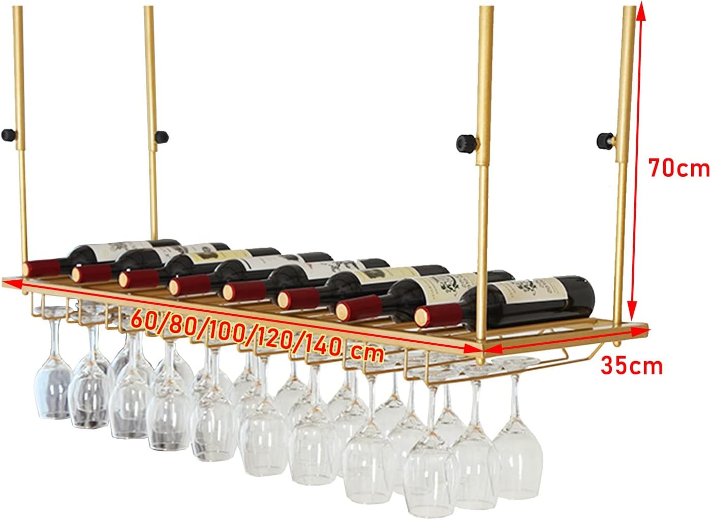 Sturdy Iron Wine Rack with Adjustable Holder and Decorative Shelf