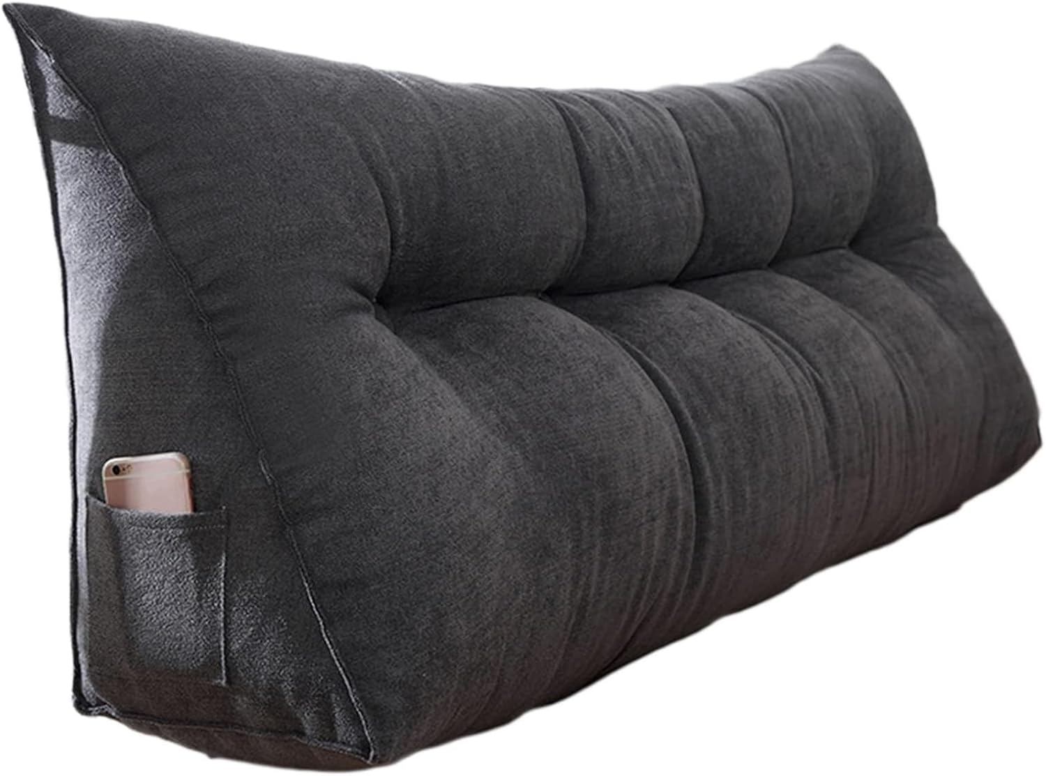 King Size Pillow Headboard with 2 Buckles - Black