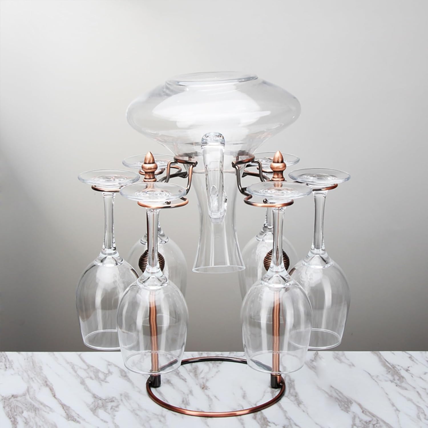 Modern Art Wine Glass Holder with 6 Glasses and 1 Decanter