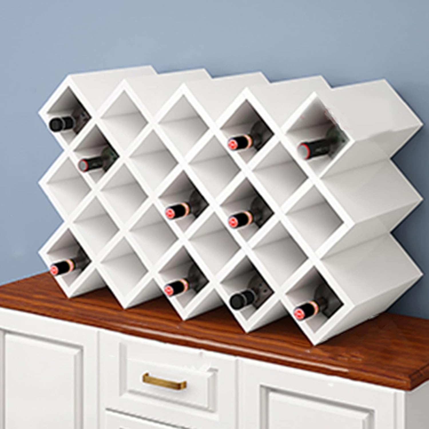 KINTEOK Wooden Geometric Wine Bottle Rack 1