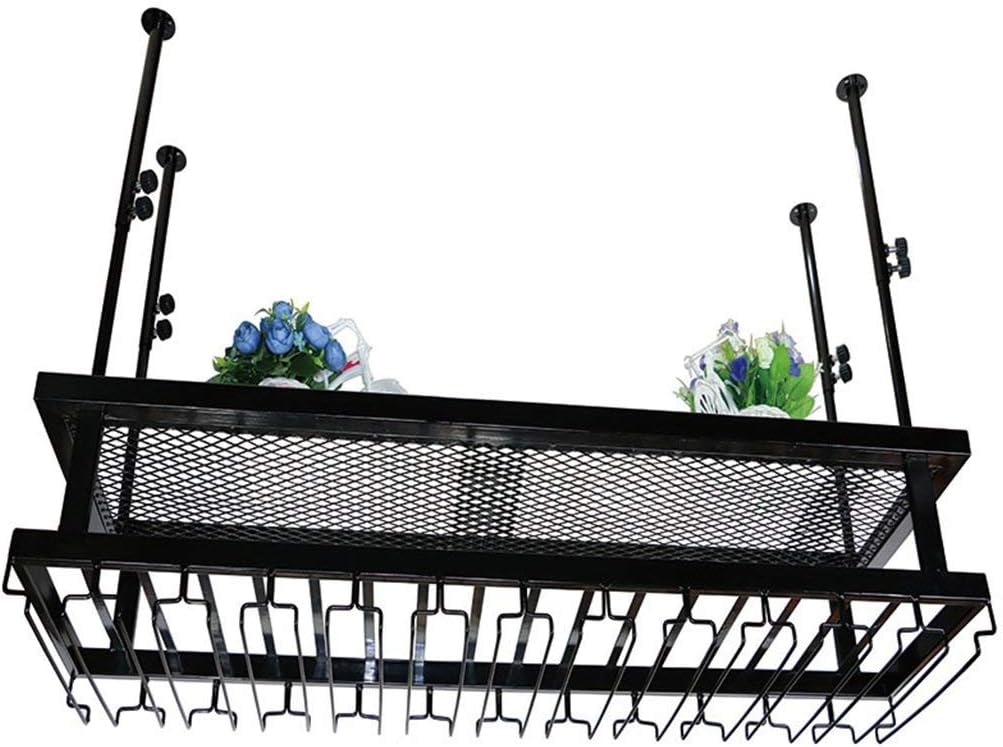 Wrought Iron Wine Rack Wall Shelf with 2 Levels