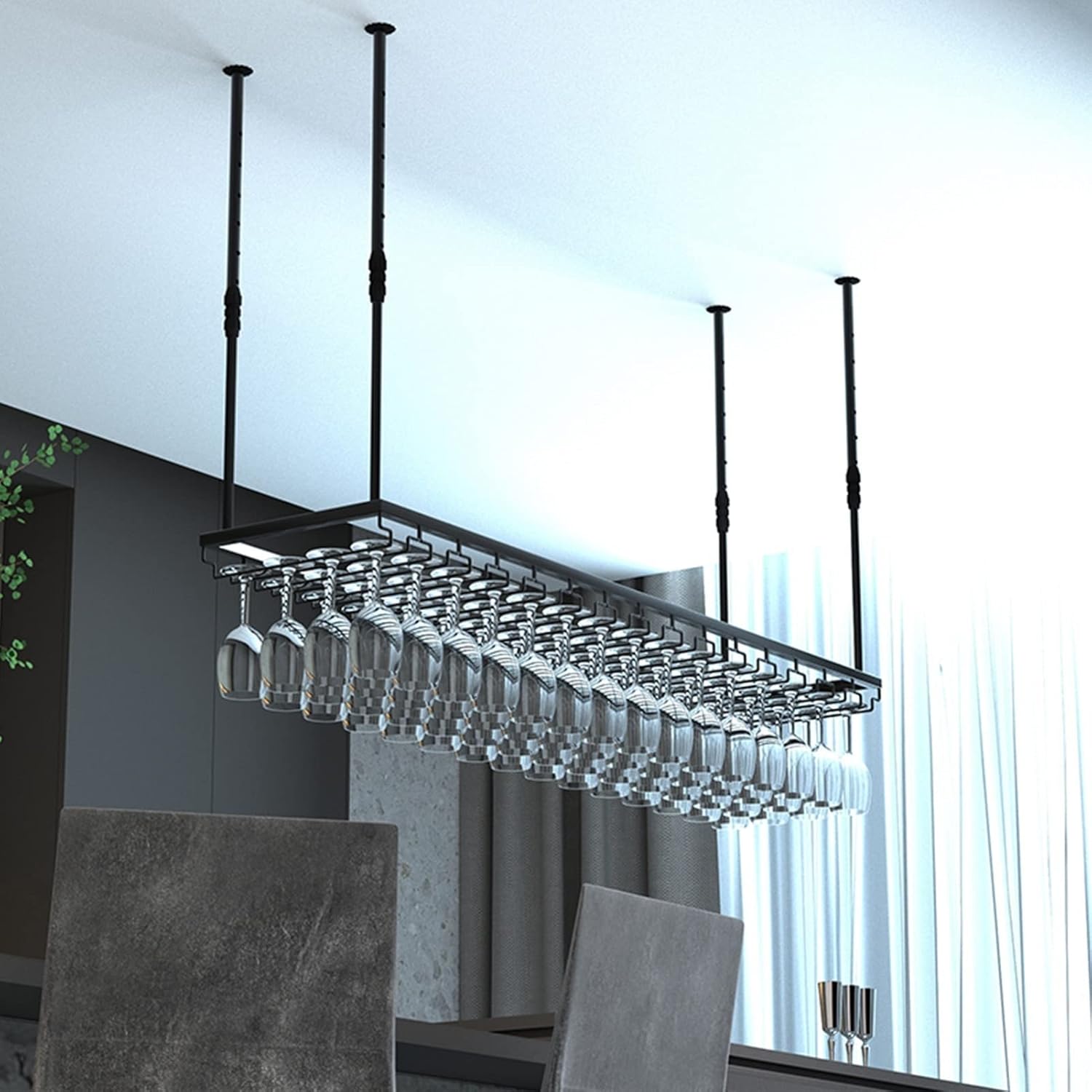 Suuim Adjustable Wine Glass Holder Black 60x35cm