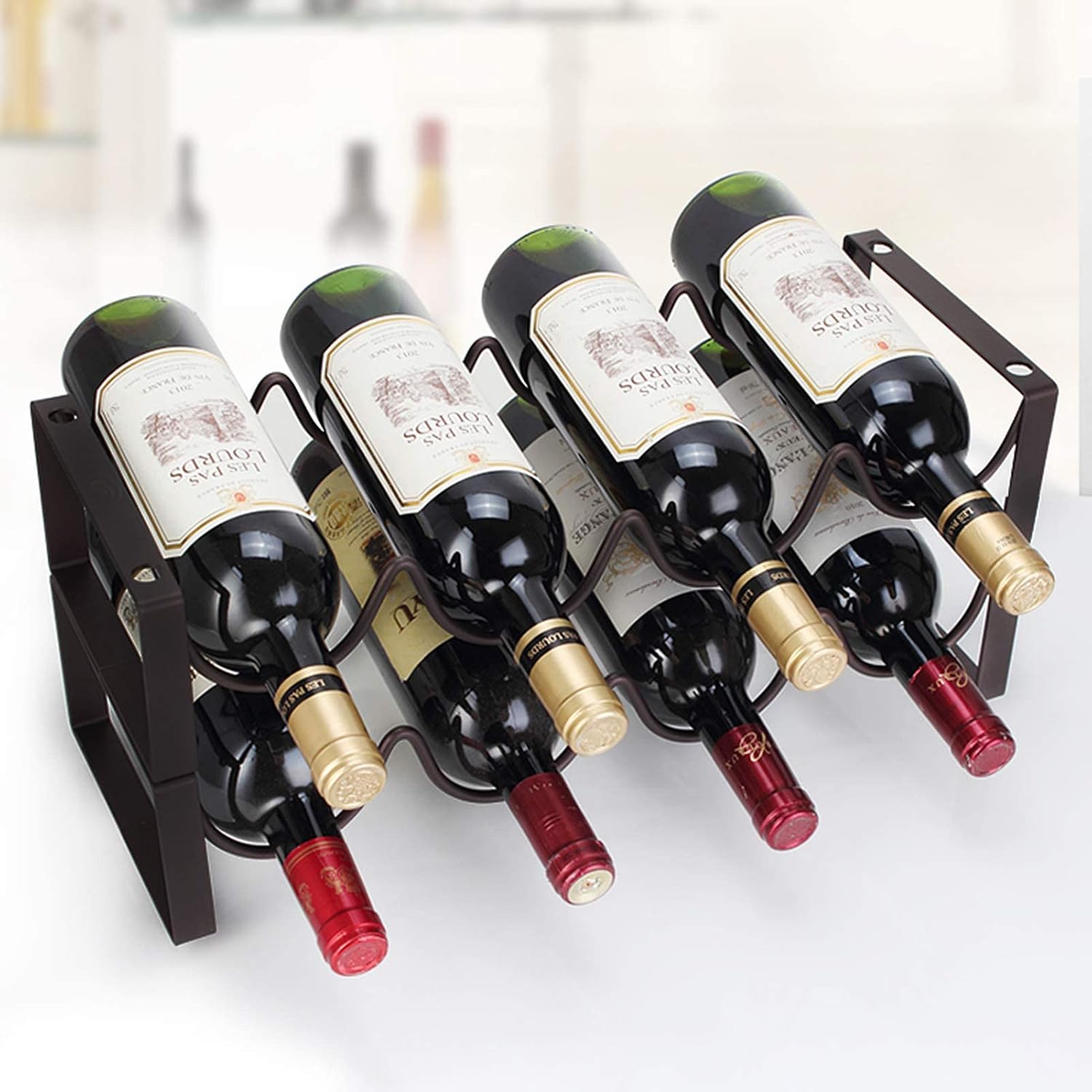 2 Tier Metal Wine Rack for 8 Bottles - Black