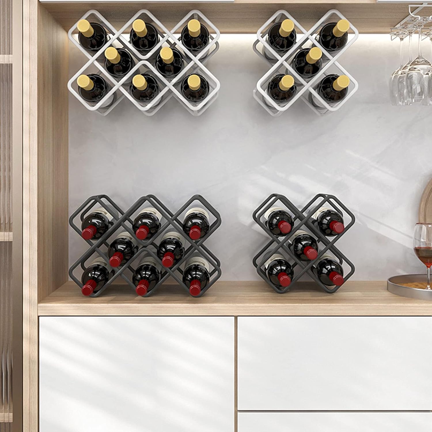 Wine Racks Countertop 2-3 Bottle Stackable Storage Rack