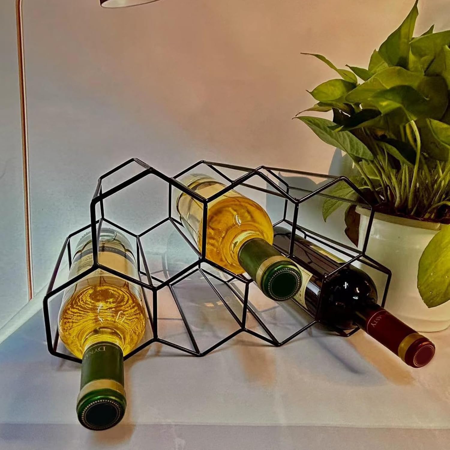 Awakentti Freestanding Wine Rack 7 Bottles Black Glass 1