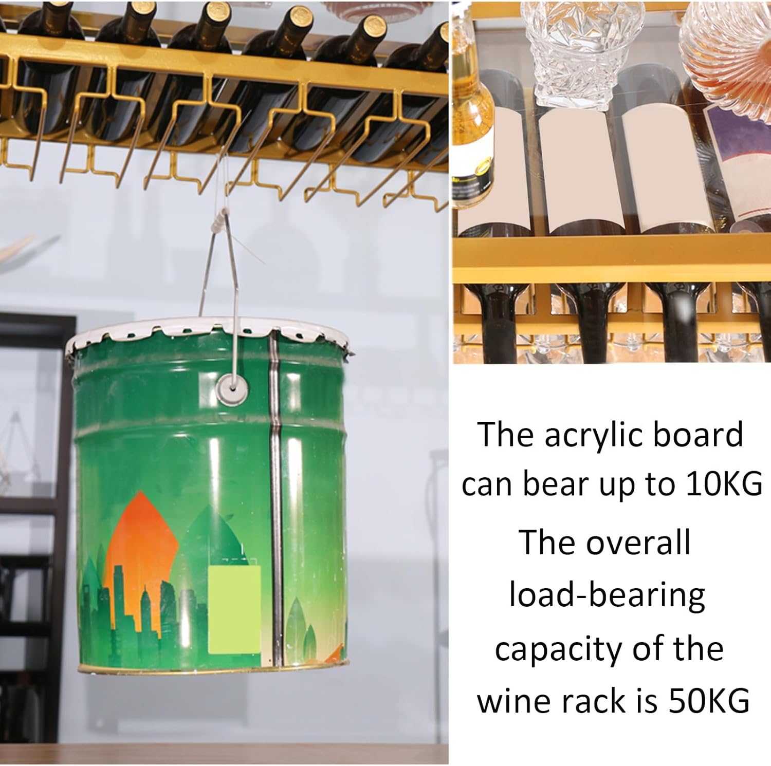 Adjustable Wine Glass Hanger Rack For Kitchen Wine Cellar Bar