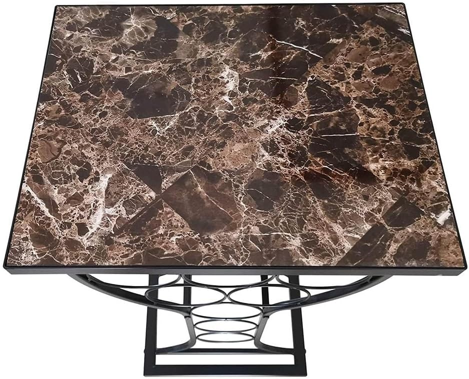 Metal Wine Rack with Faux Marble Finish Black
