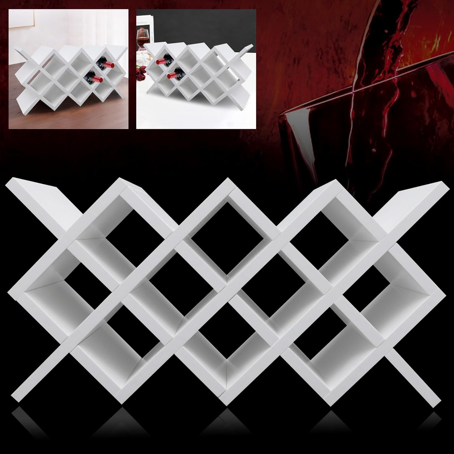 Delianty Wine Rack with Diamond Shape Holder for Kitchen Bar