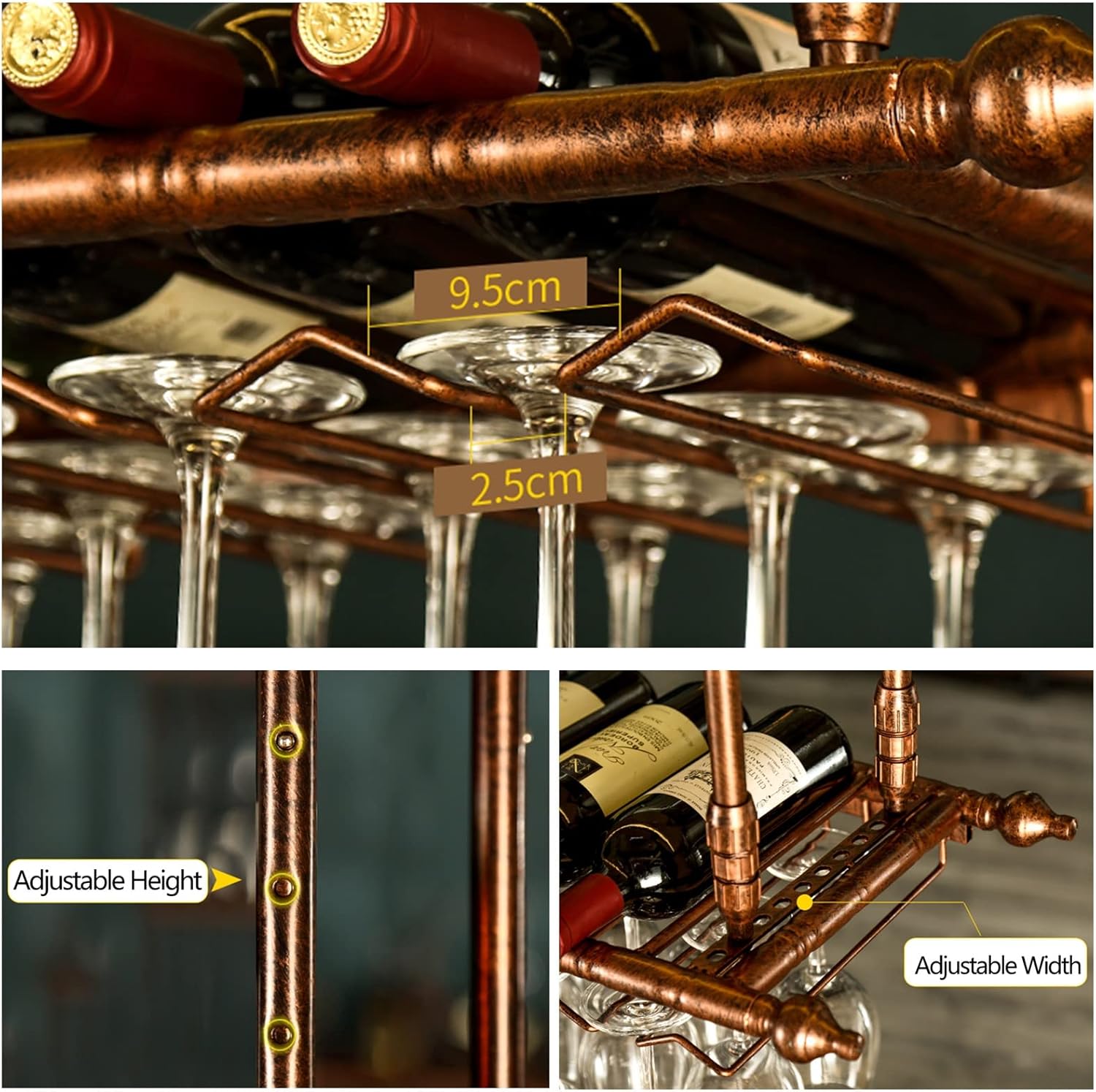 Suuim Metal Wine Rack with Stemware Holder