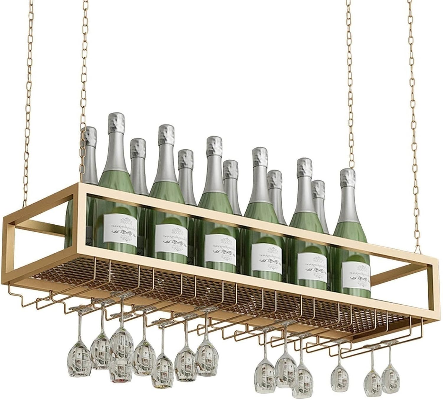 Suuim Ceiling Metal Iron Chain Wine Glass Rack
