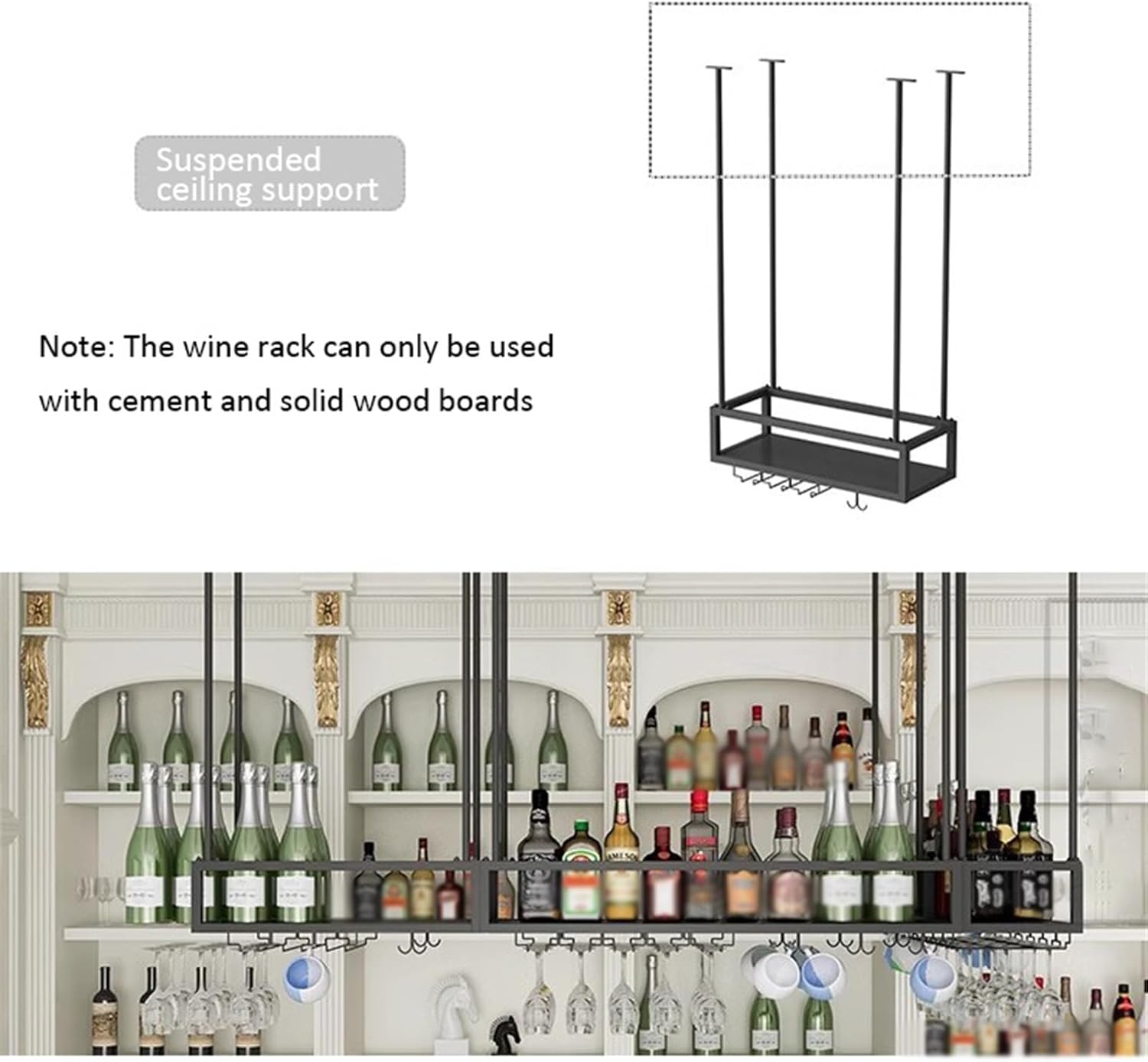 Industrial Style Metal 2 Tier Wall Mounted Wine Rack