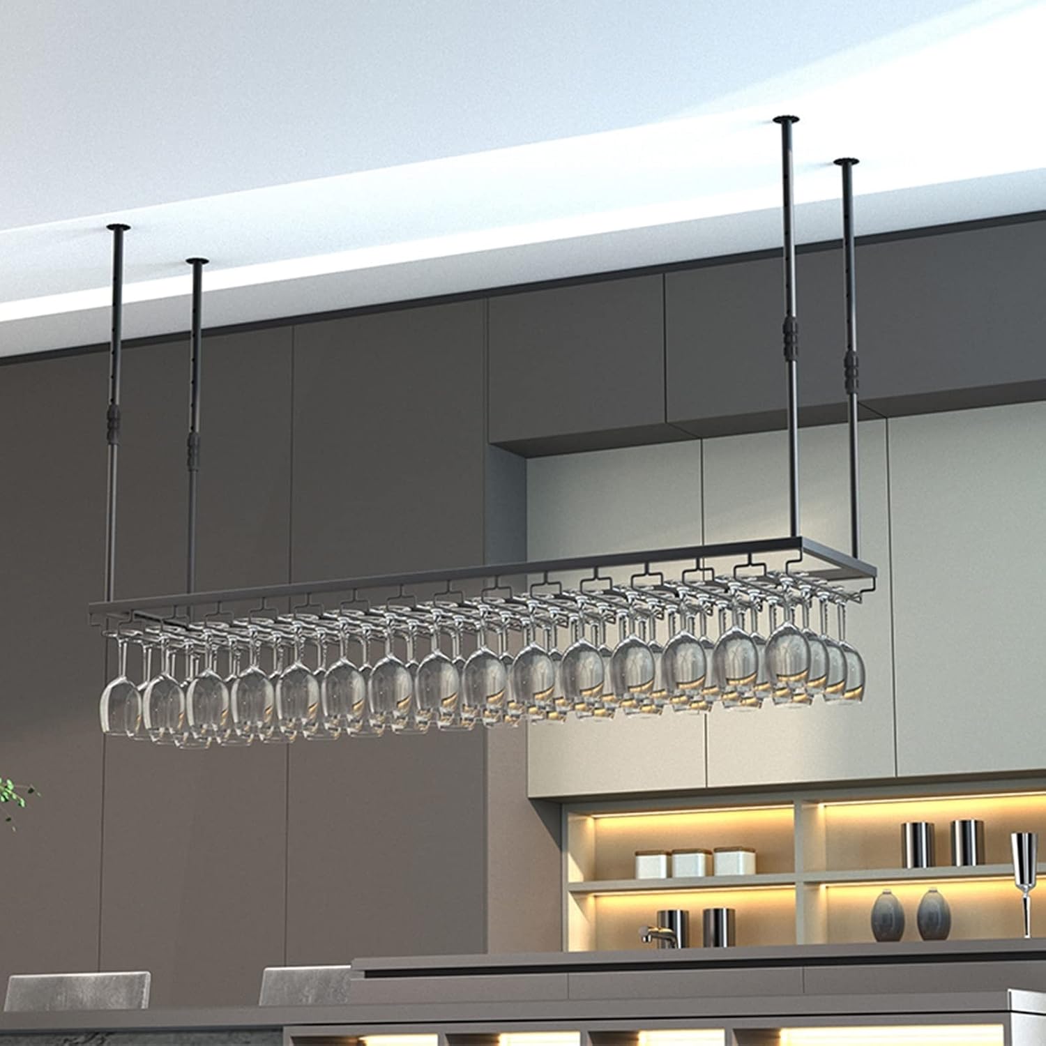 Suuim Adjustable Wine Glass Holder Black 60x35cm