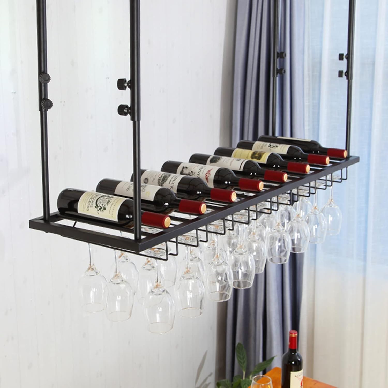 Ceiling Mounted Wine Rack Organizer Metal Glass Holder 1