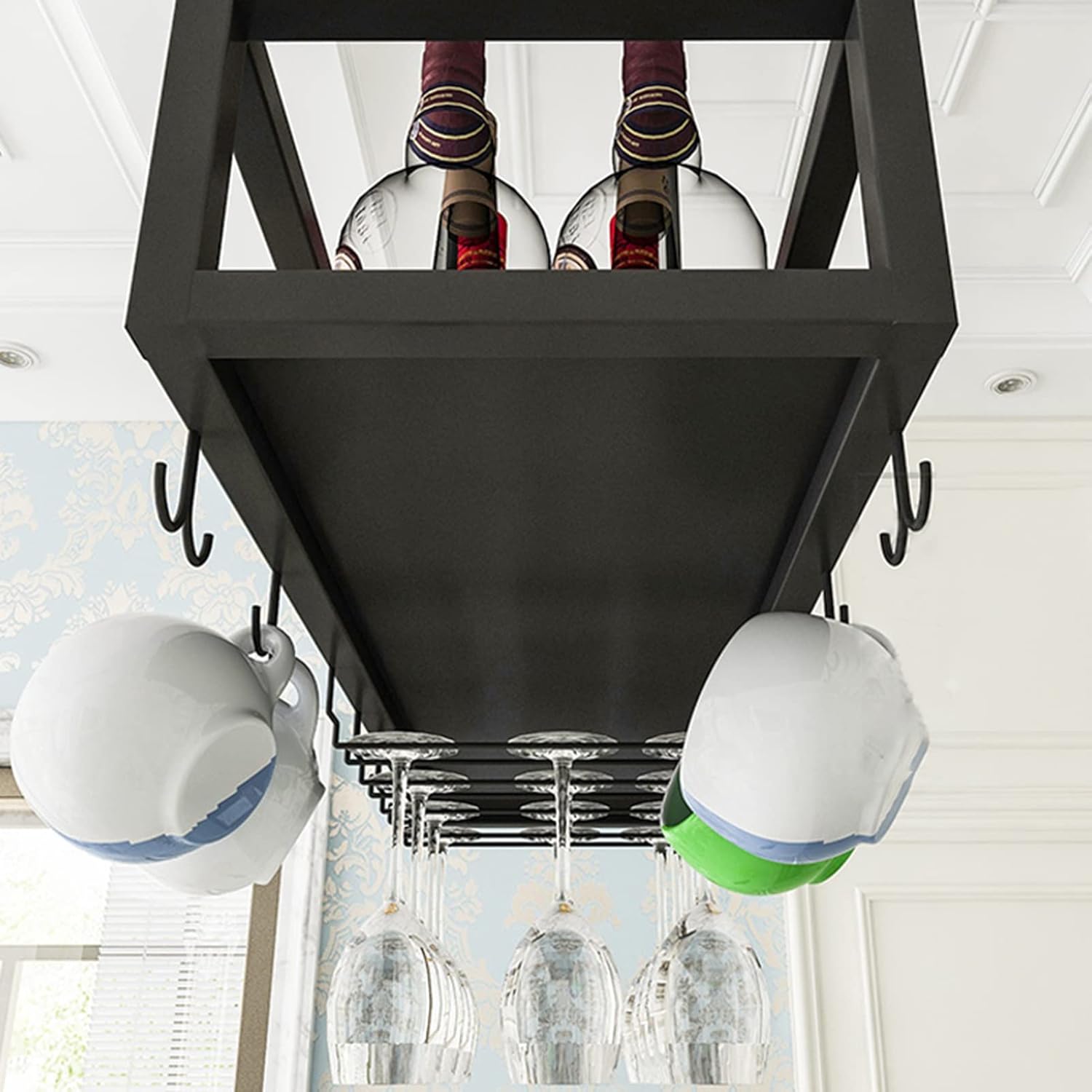 DASHADAO Hanging Wine Glass Rack - Black Stemware Holder