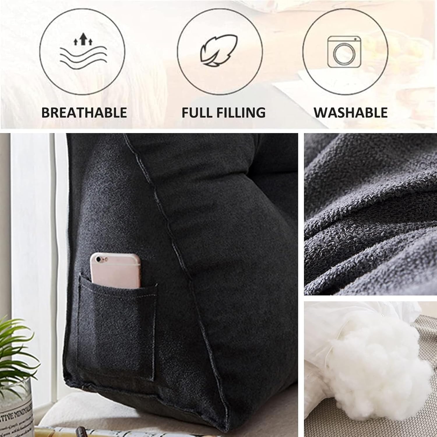 Large Backrest Positioning Support Bolster Cushion for Daybed