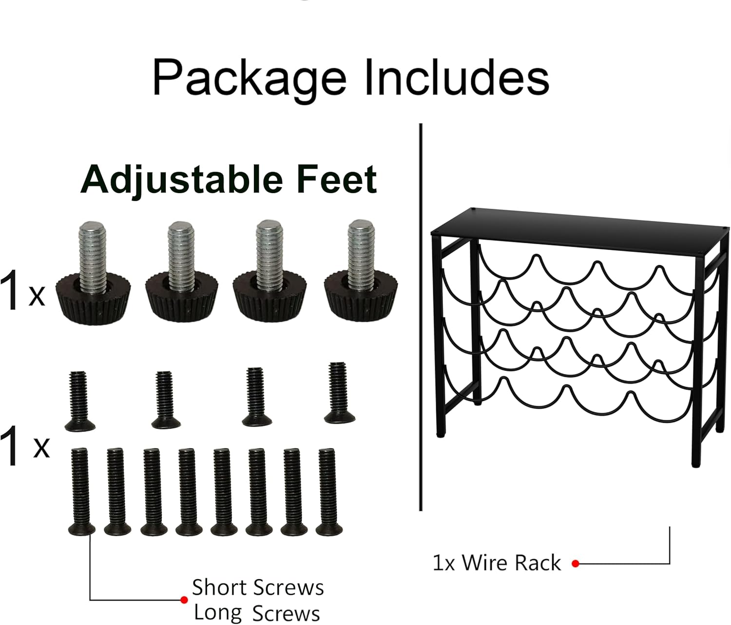 12 Bottles Waved Standing Floor Wine Rack Organizer Black