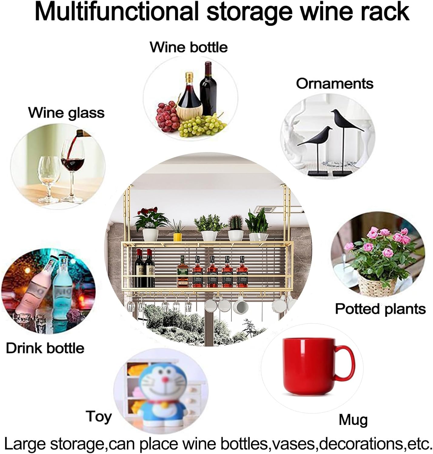 SDdPulse Gold Wall-Mounted Wine Rack