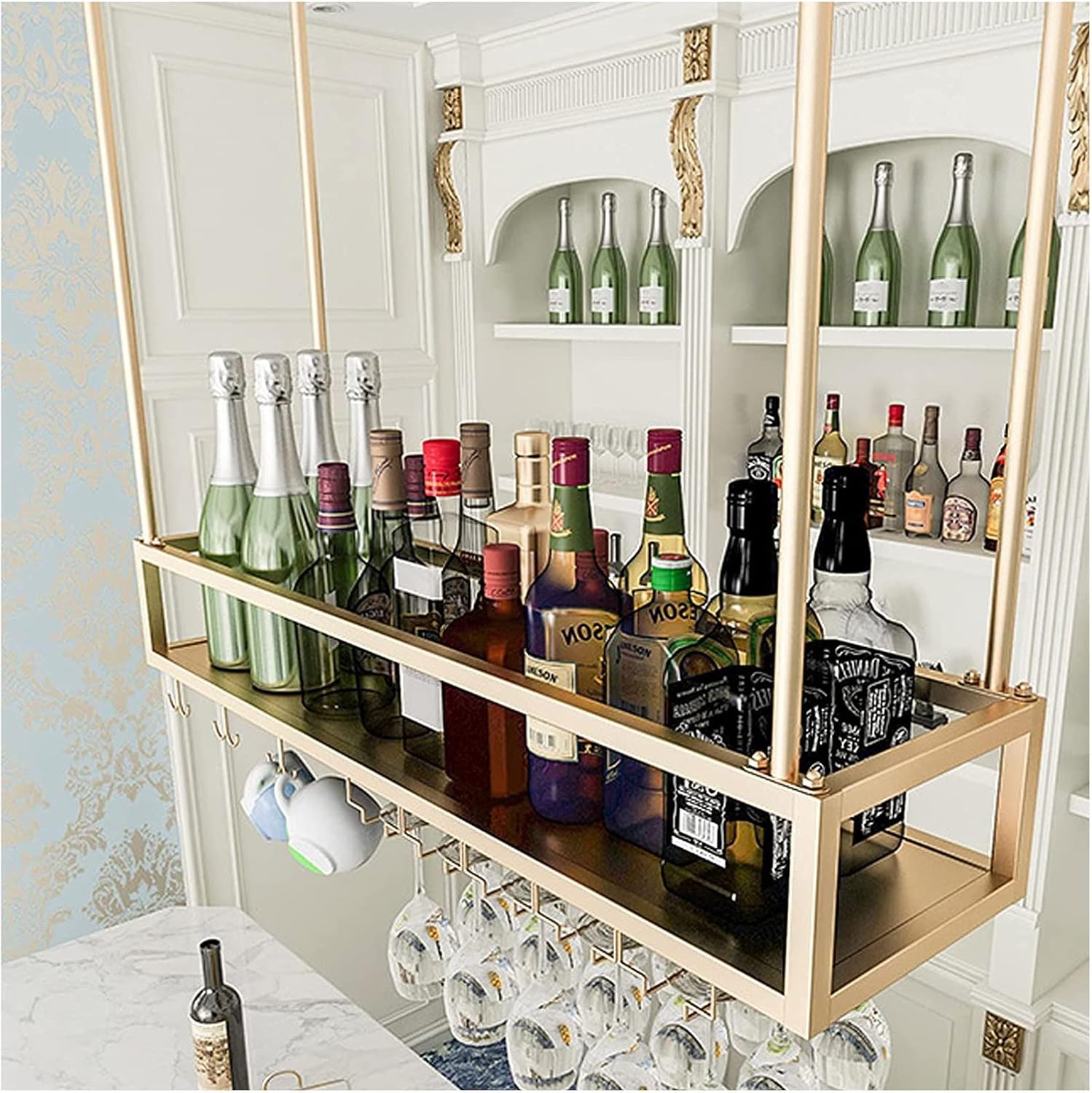 ALDEPO Wall-Mounted Wine Glass Rack with Upside Down Design