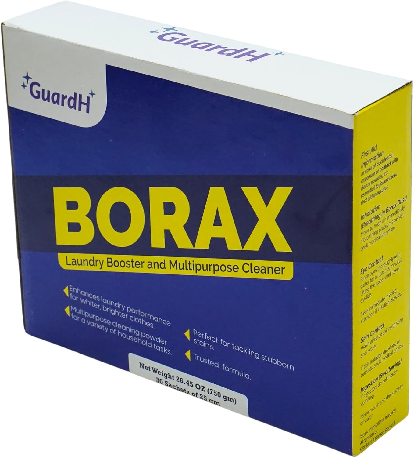 GuardH Borax Cleaner 750g 30 Sachets Natural Laundry Multi-Purpose Powder