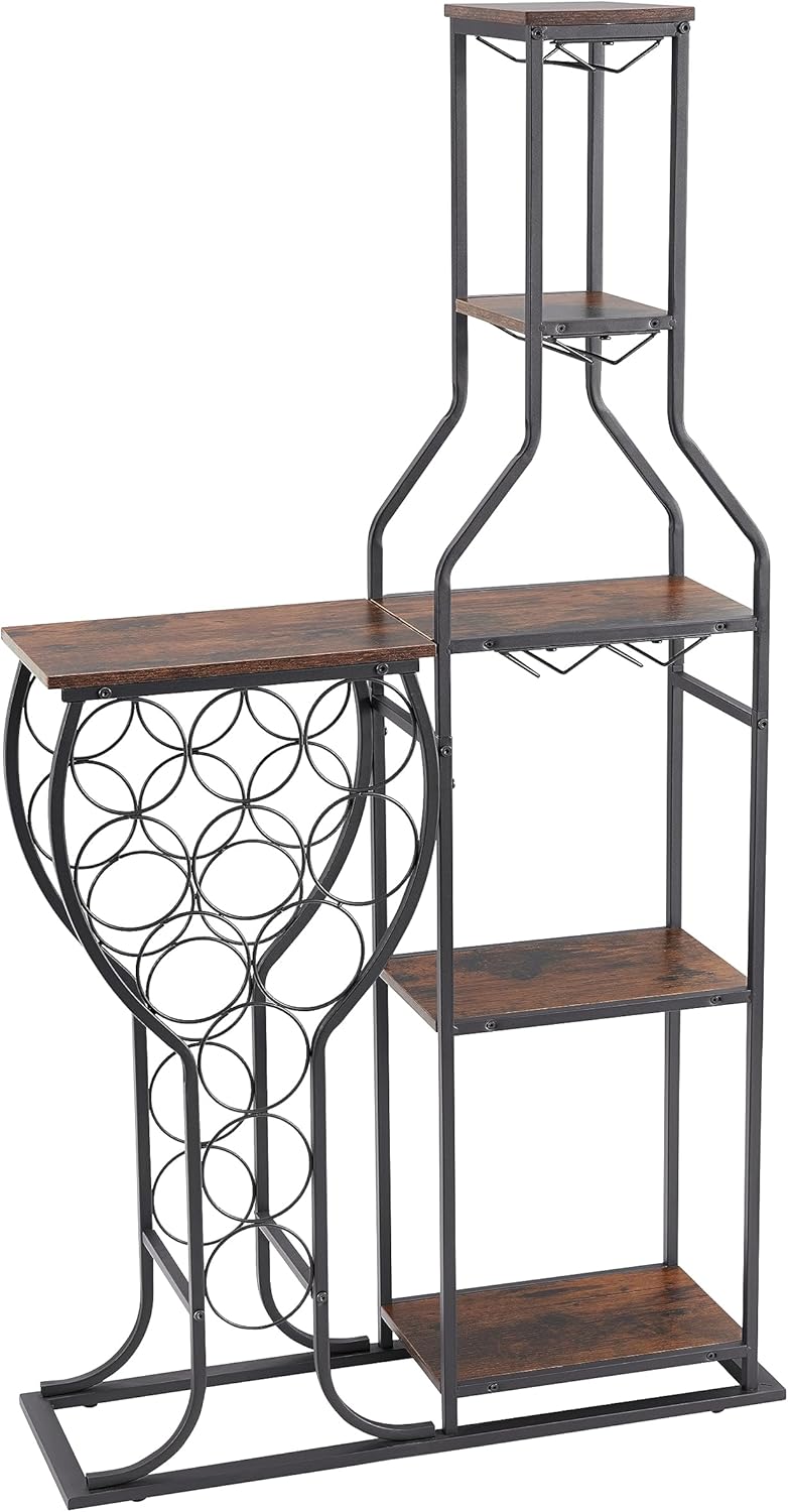 CIATRE 11 Bottle Freestanding Wine Rack with Glass Holder