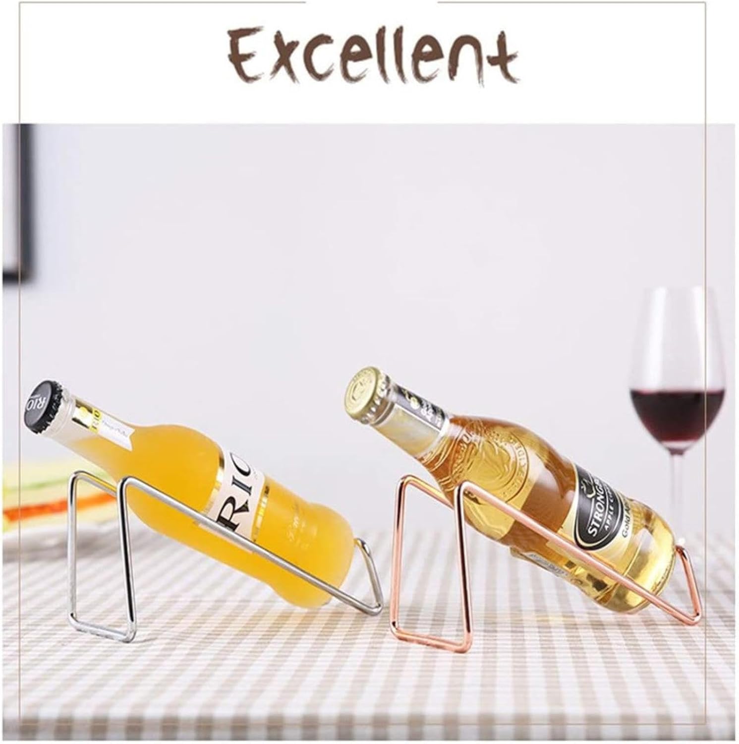 OWKAY Simple Z Shaped Wine Rack Rose Gold