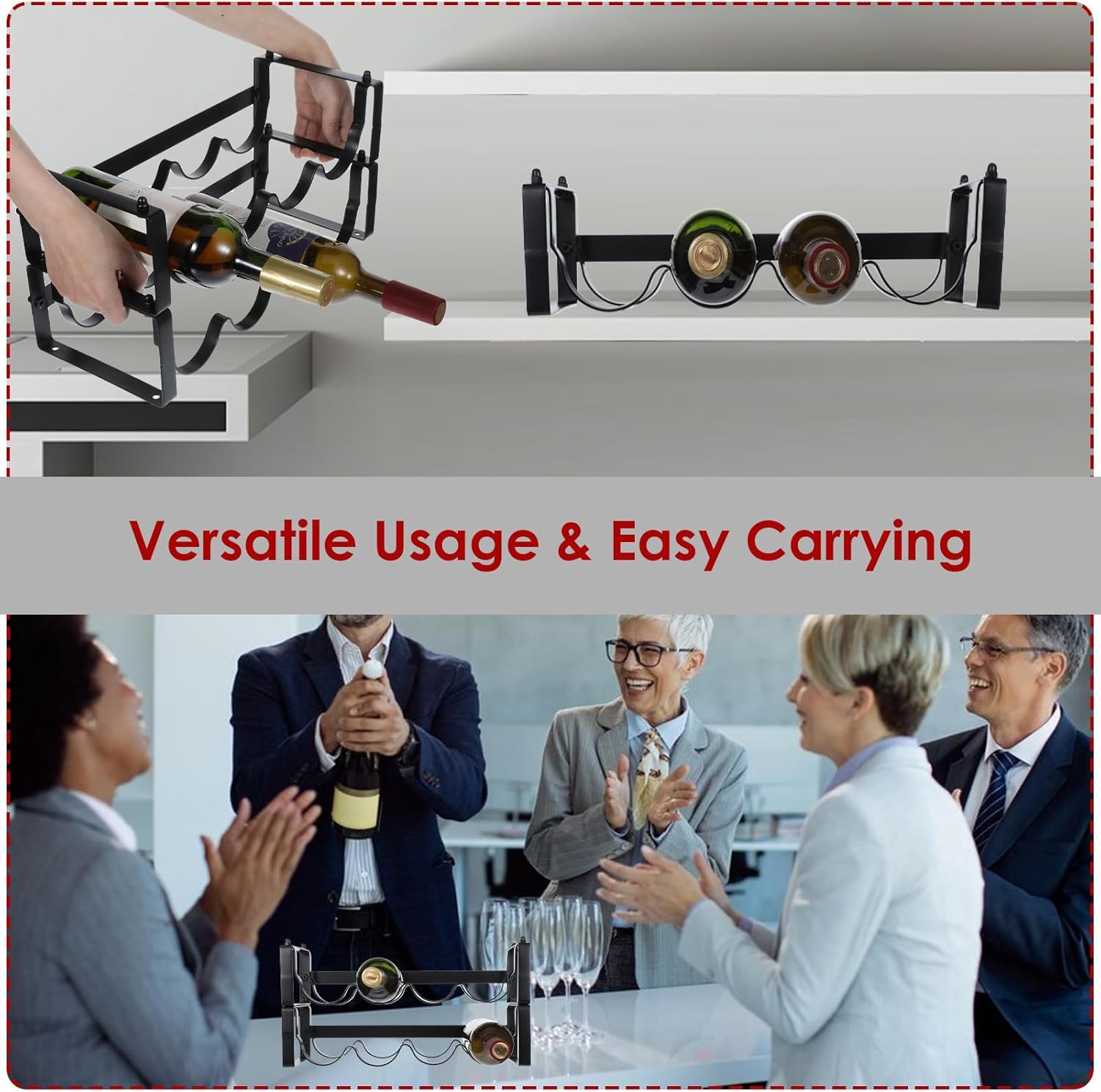 Stackable Wine Rack with 3 Installation Options