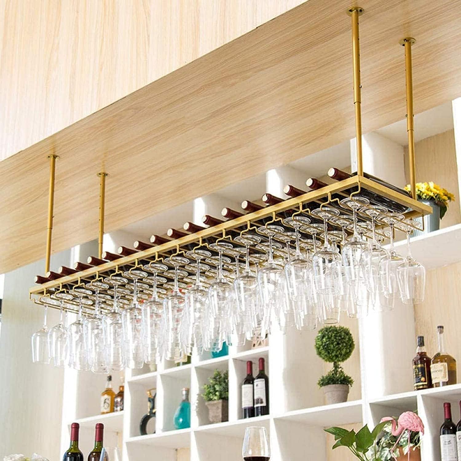 Adjustable Metal Wine Rack 120Cm Wall-Mounted Glass Holder