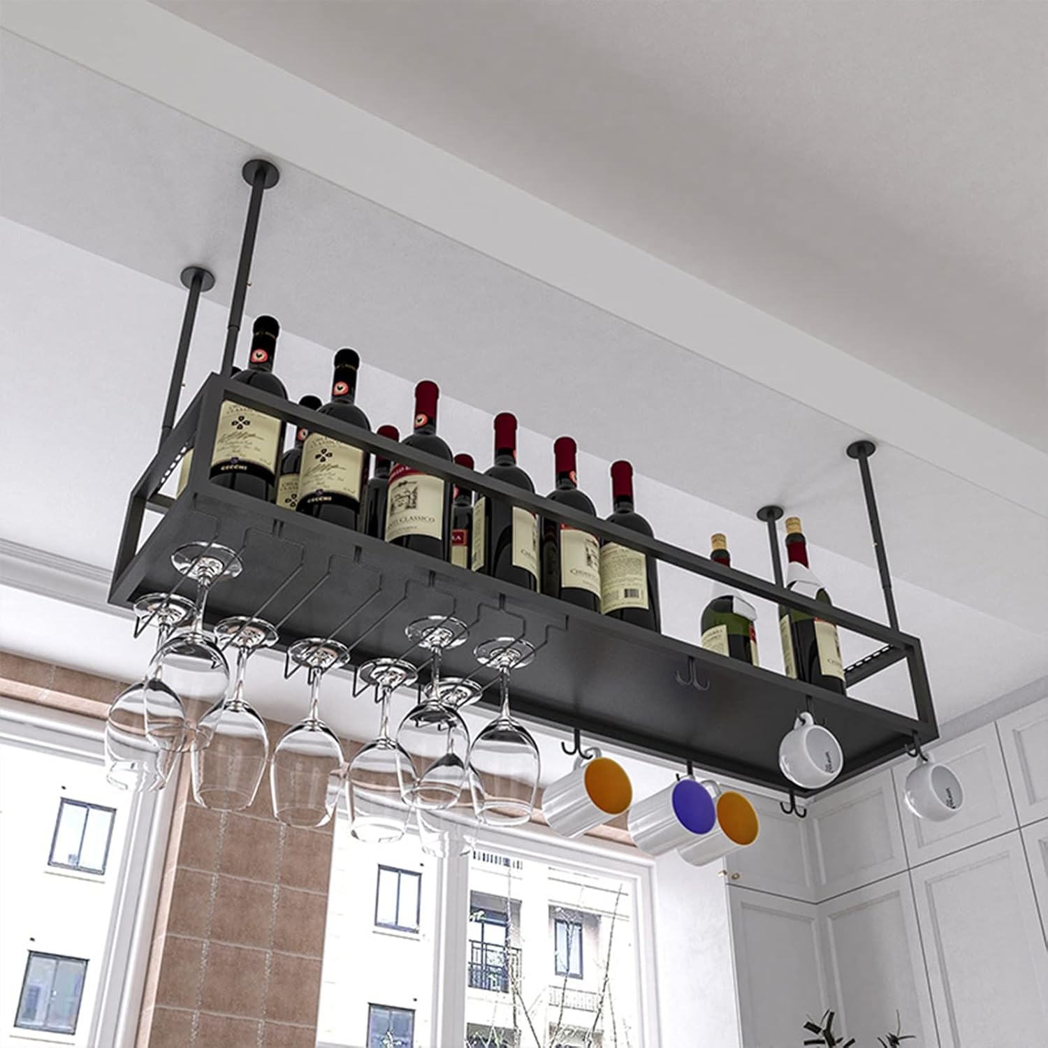 Suuim Metal Wine Glass Rack for Ceiling and Cabinet