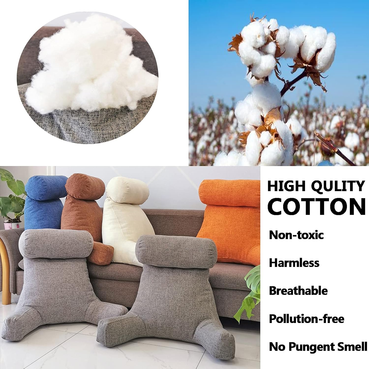 CFMZ Reading Bed Rest Pillows with Armrest and Neck Roll
