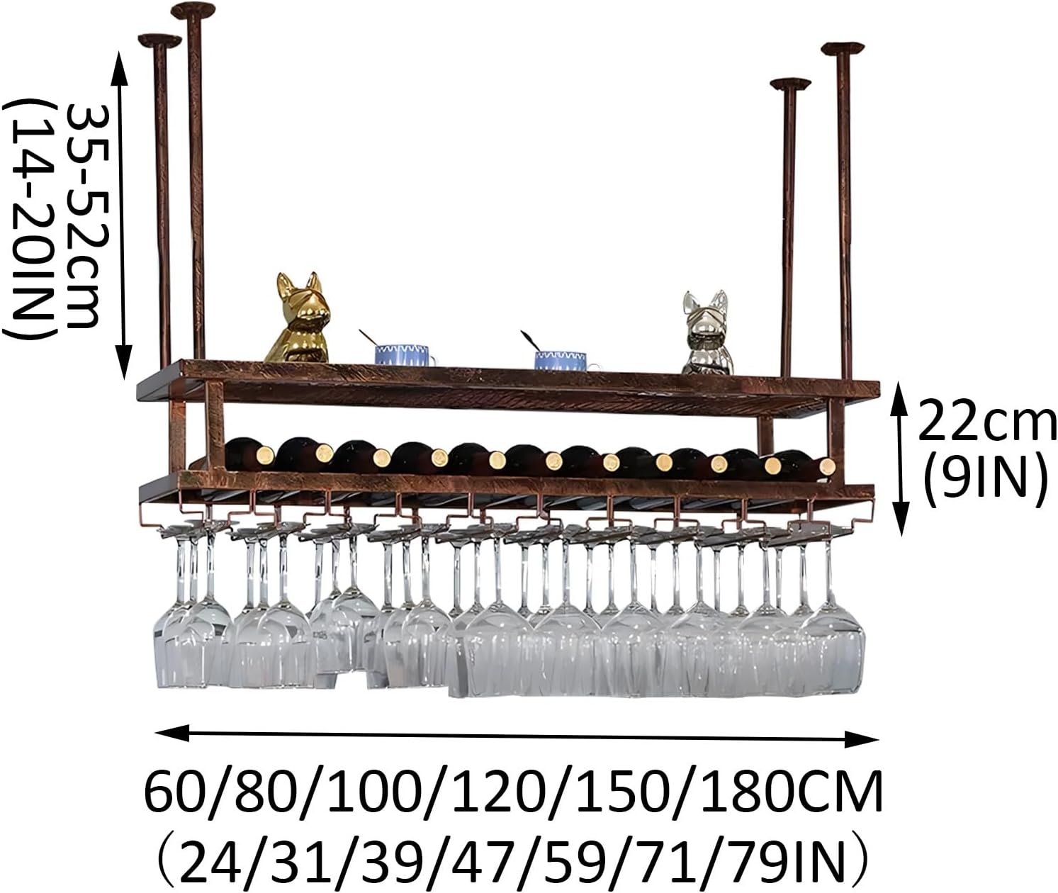 Adjustable Ceiling Wine Glass Holder with 3-Tier Design
