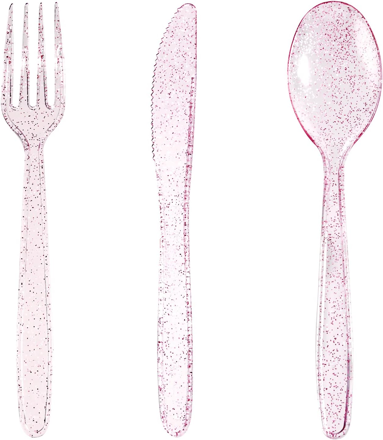 WDF 360 Pink Glitter Plastic Cutlery Set 1