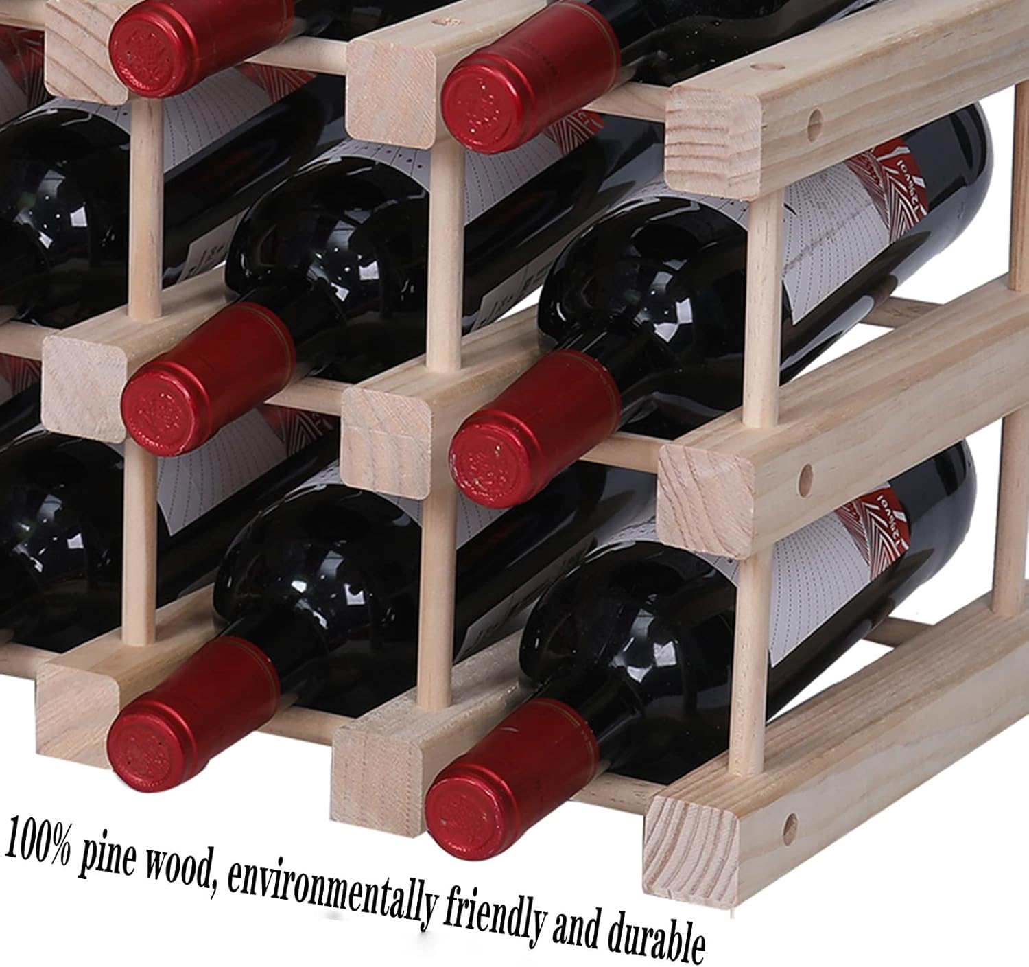 FDHUIJIA 20 Bottle Freestanding Wooden Wine Rack