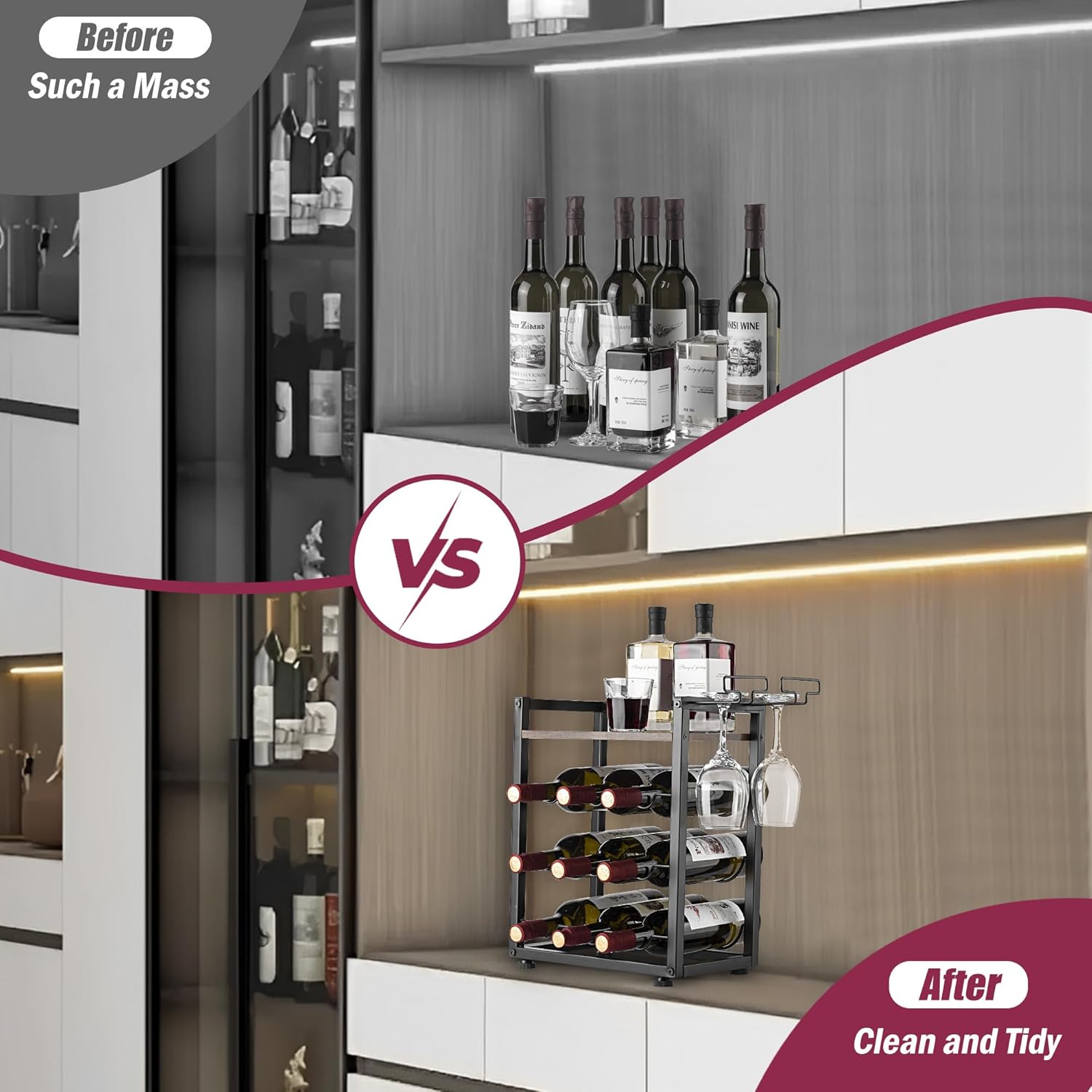 Facka 4-Tier Tabletop Wine Rack for Kitchen and Bar