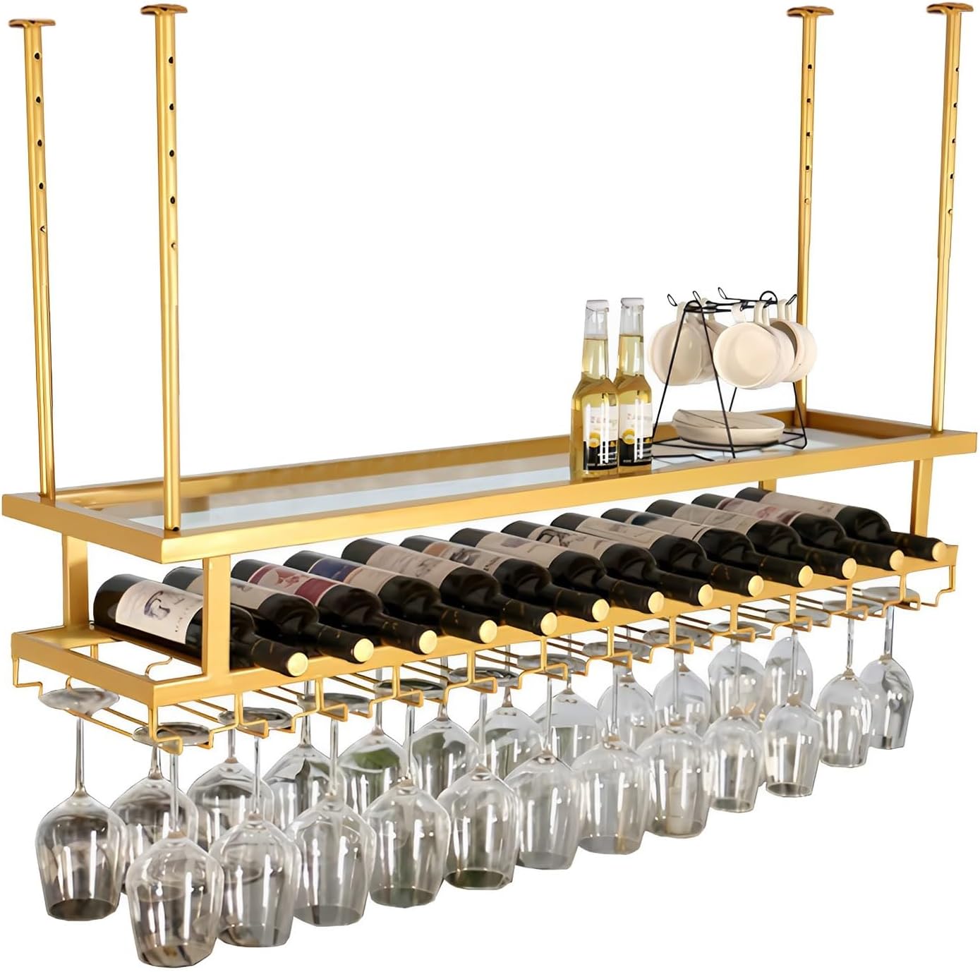 LIGUOYI Adjustable Ceiling Wine Glass Rack