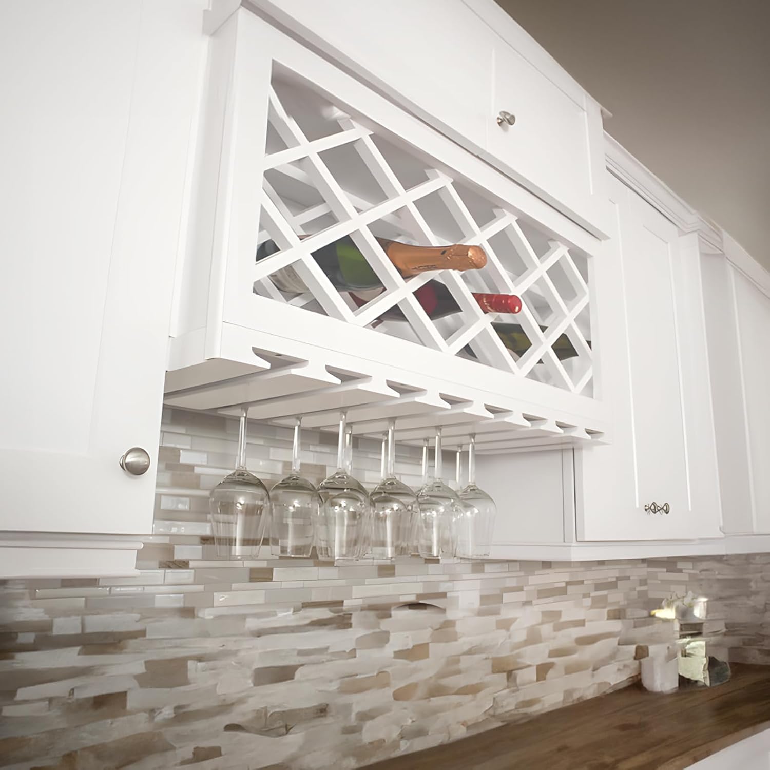 Lieeres Wall Wine Rack Cabinet - White 30 x 18 x 12 RTA