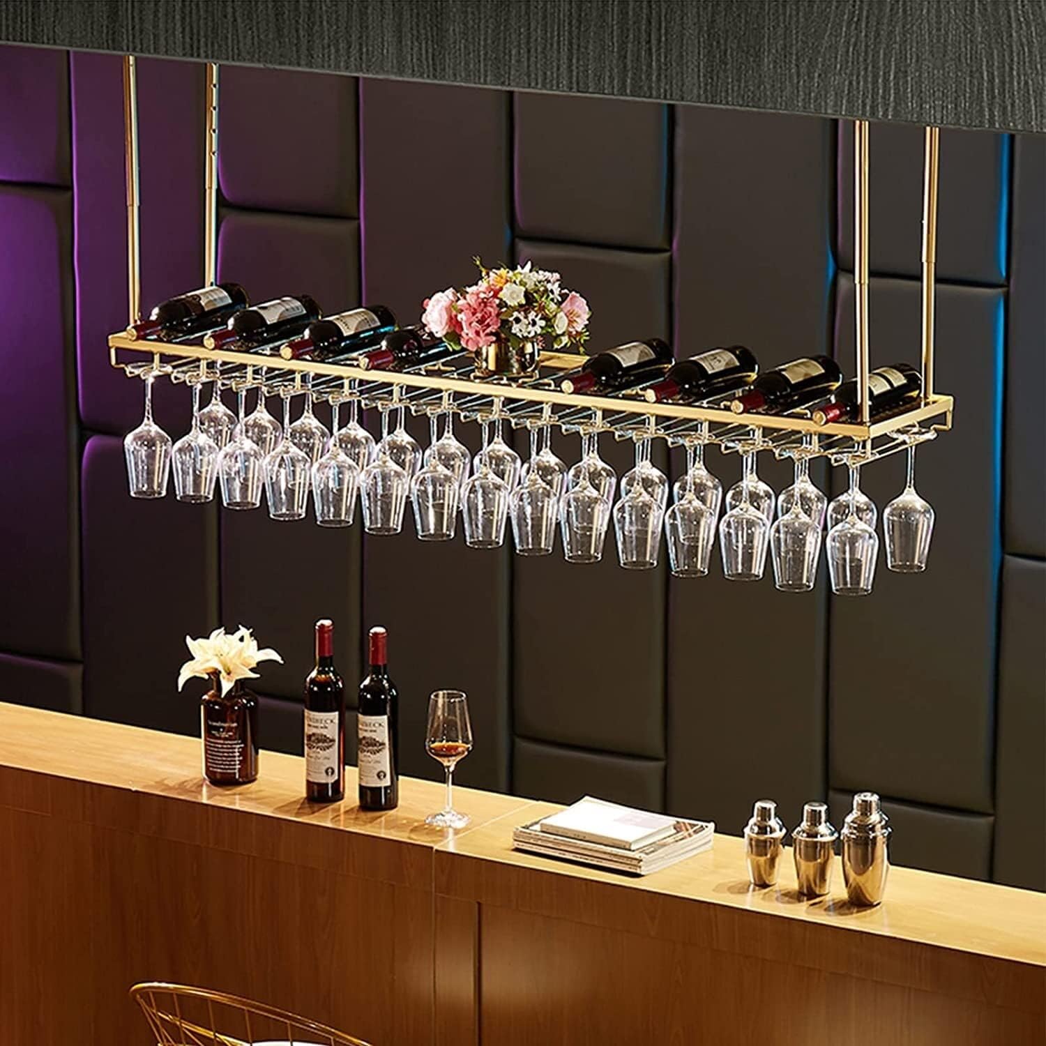 IOCCIOBB Ceiling Metal Wine Rack with Adjustable Height
