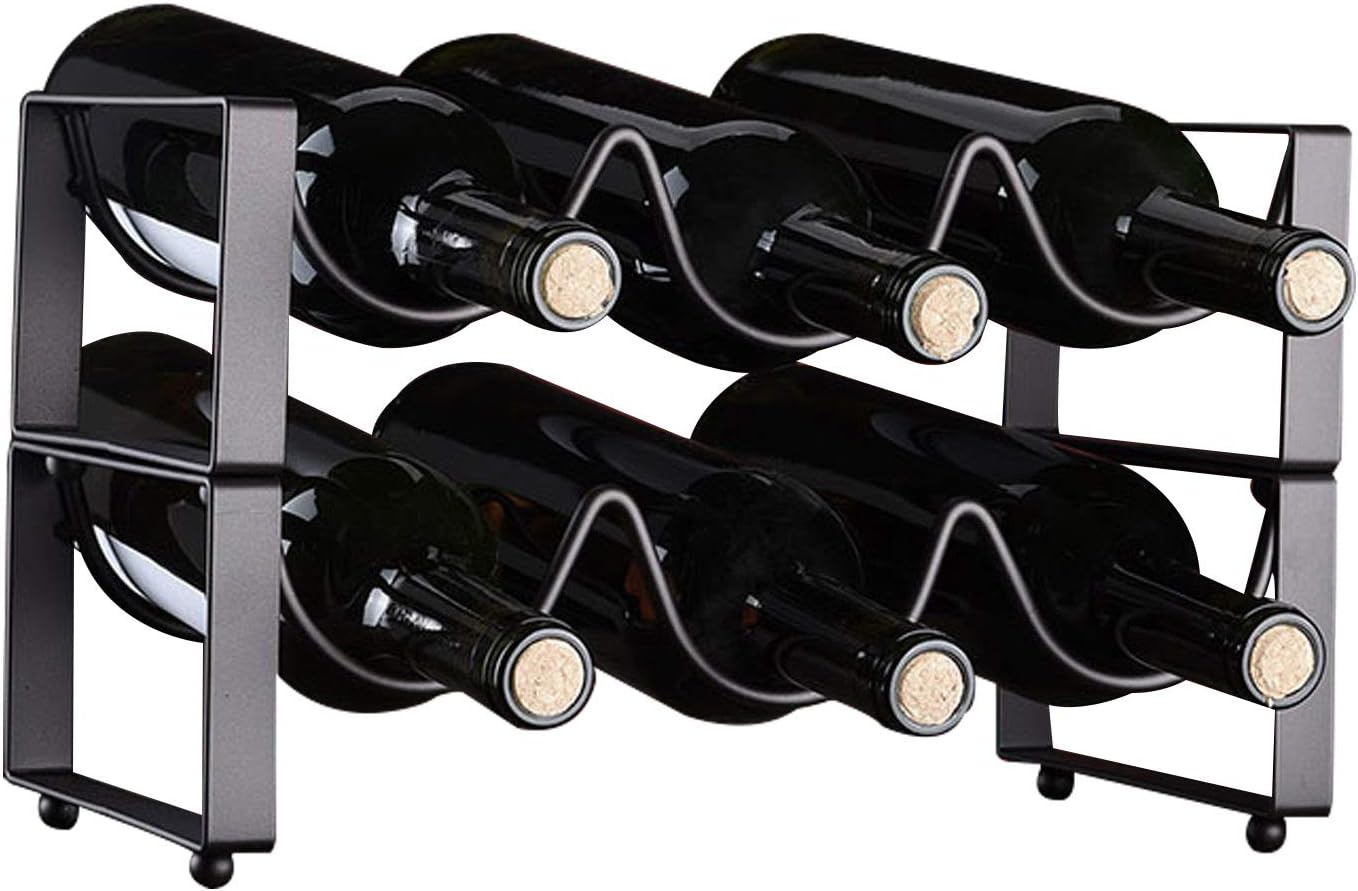 Stackable Metal Wine Rack Set of 2 35x17x11cm Black